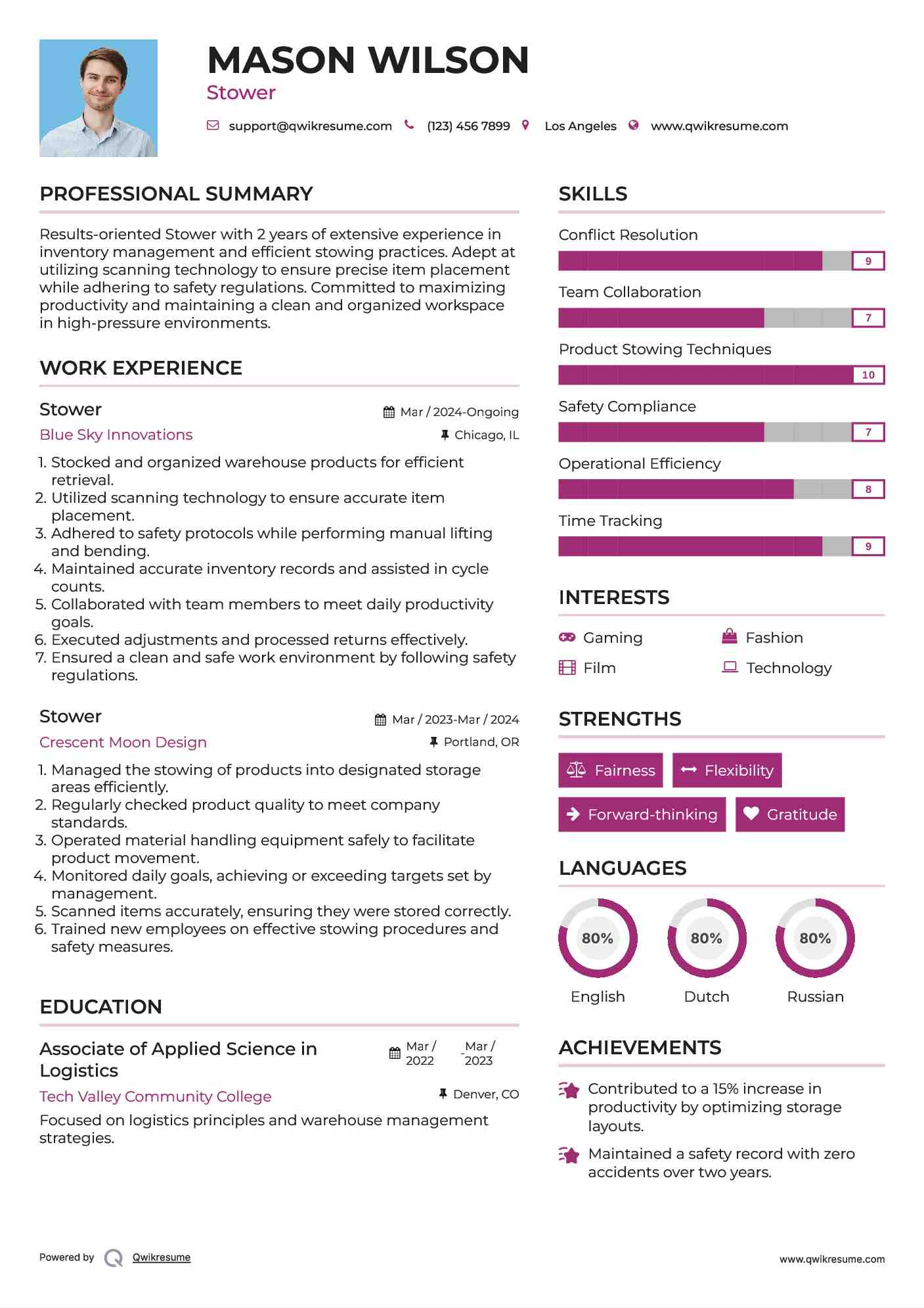 Stower Resume Template