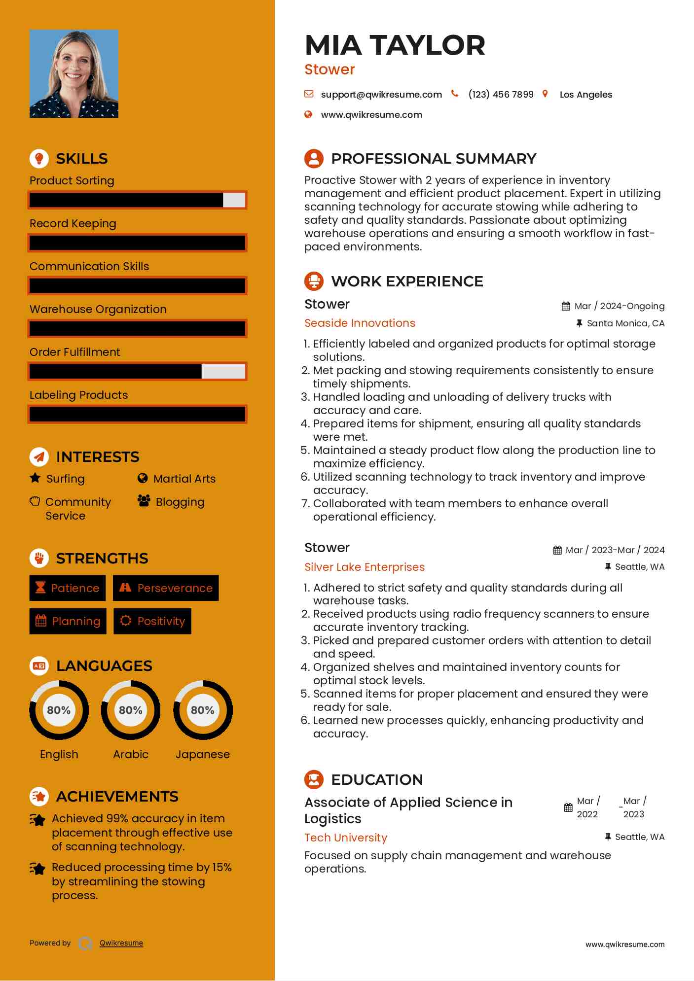 Stower Resume Template