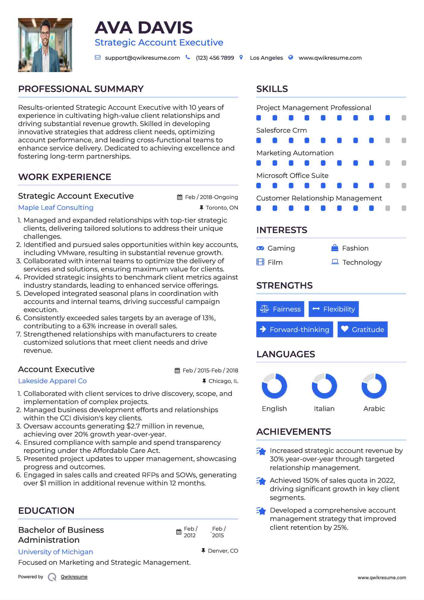 Strategic Account Executive Resume Template