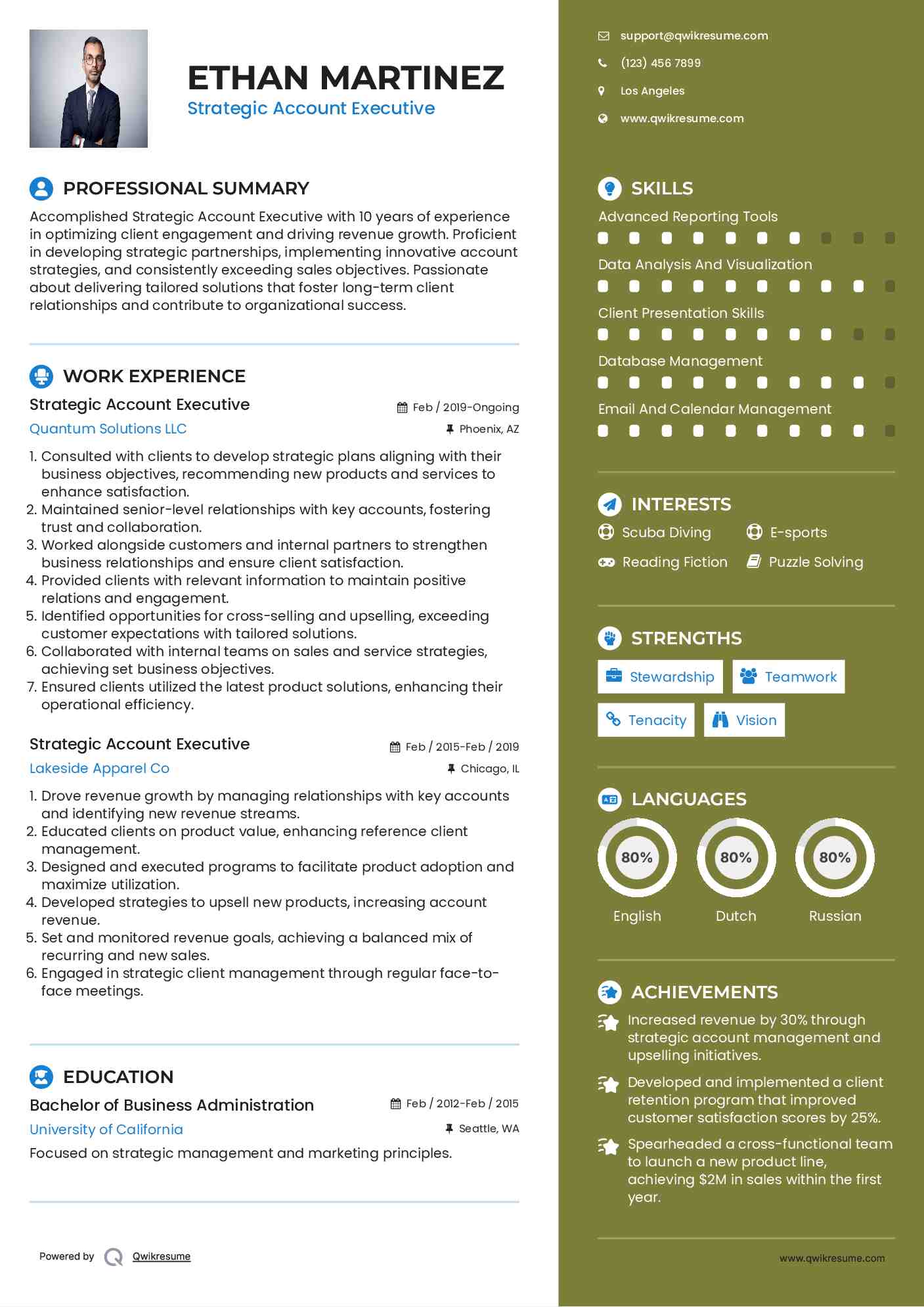 Strategic Account Executive Resume Format