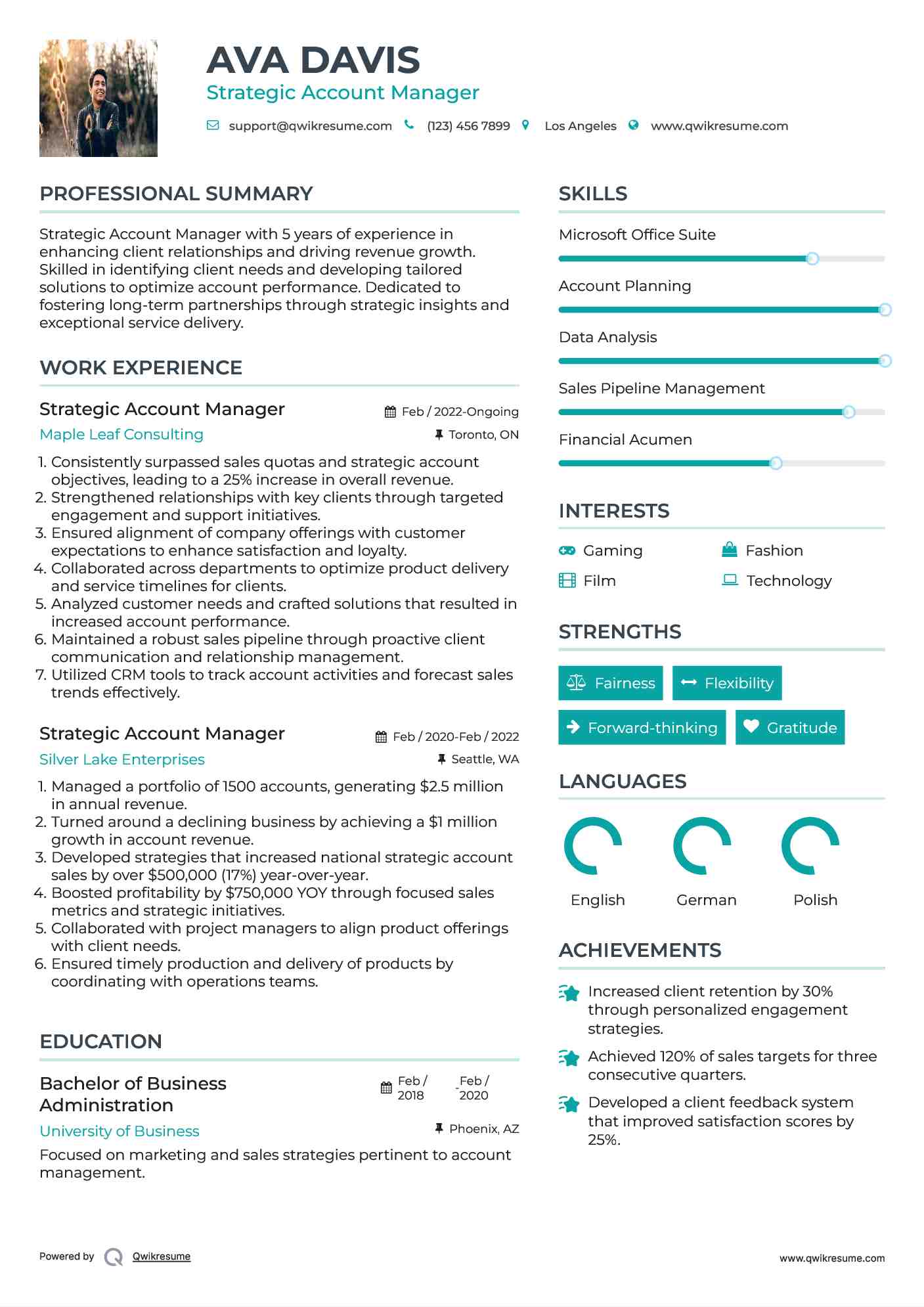 Strategic Account Manager Resume Template