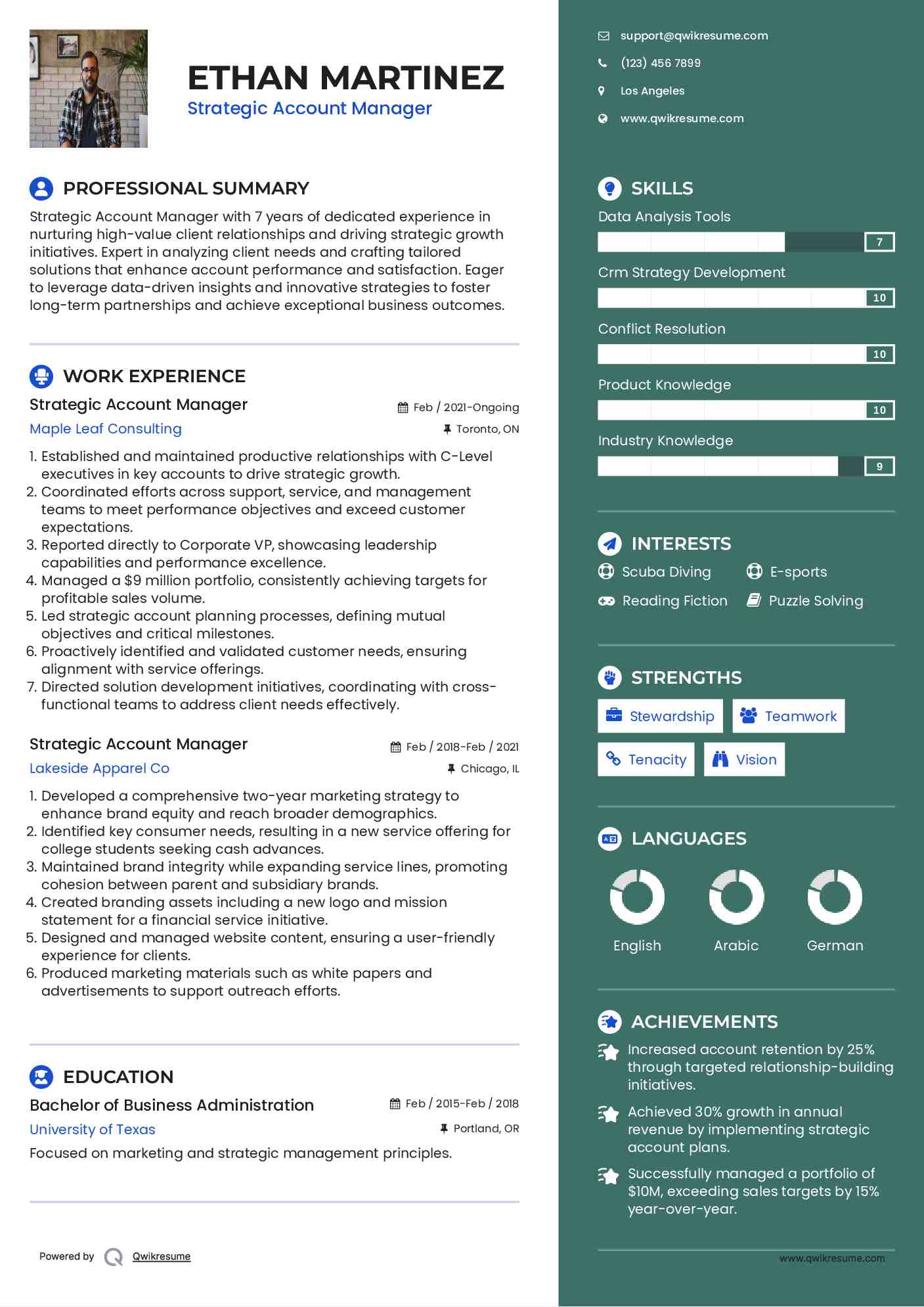 Strategic Account Manager Resume Format
