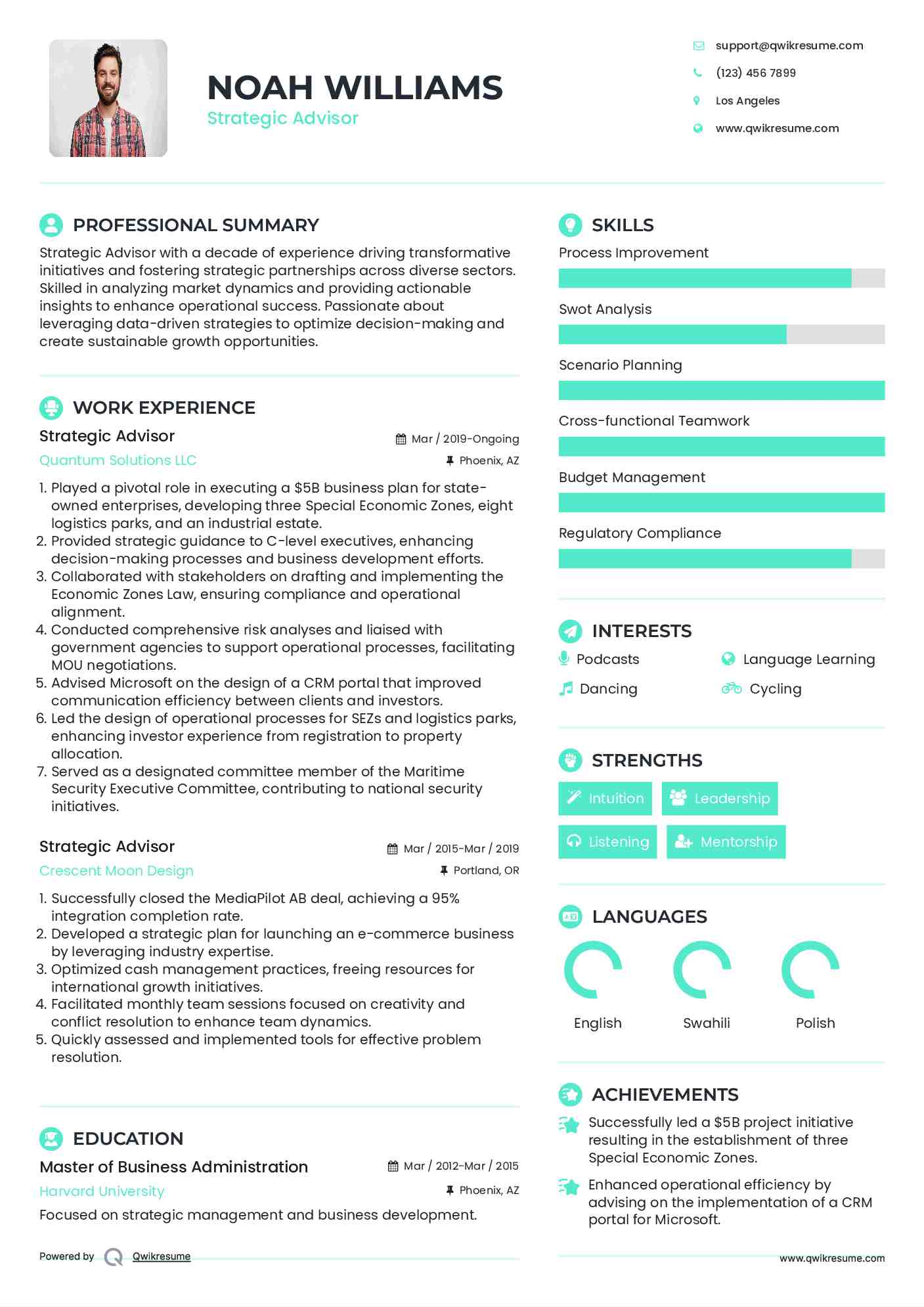 Strategic Advisor Resume Template