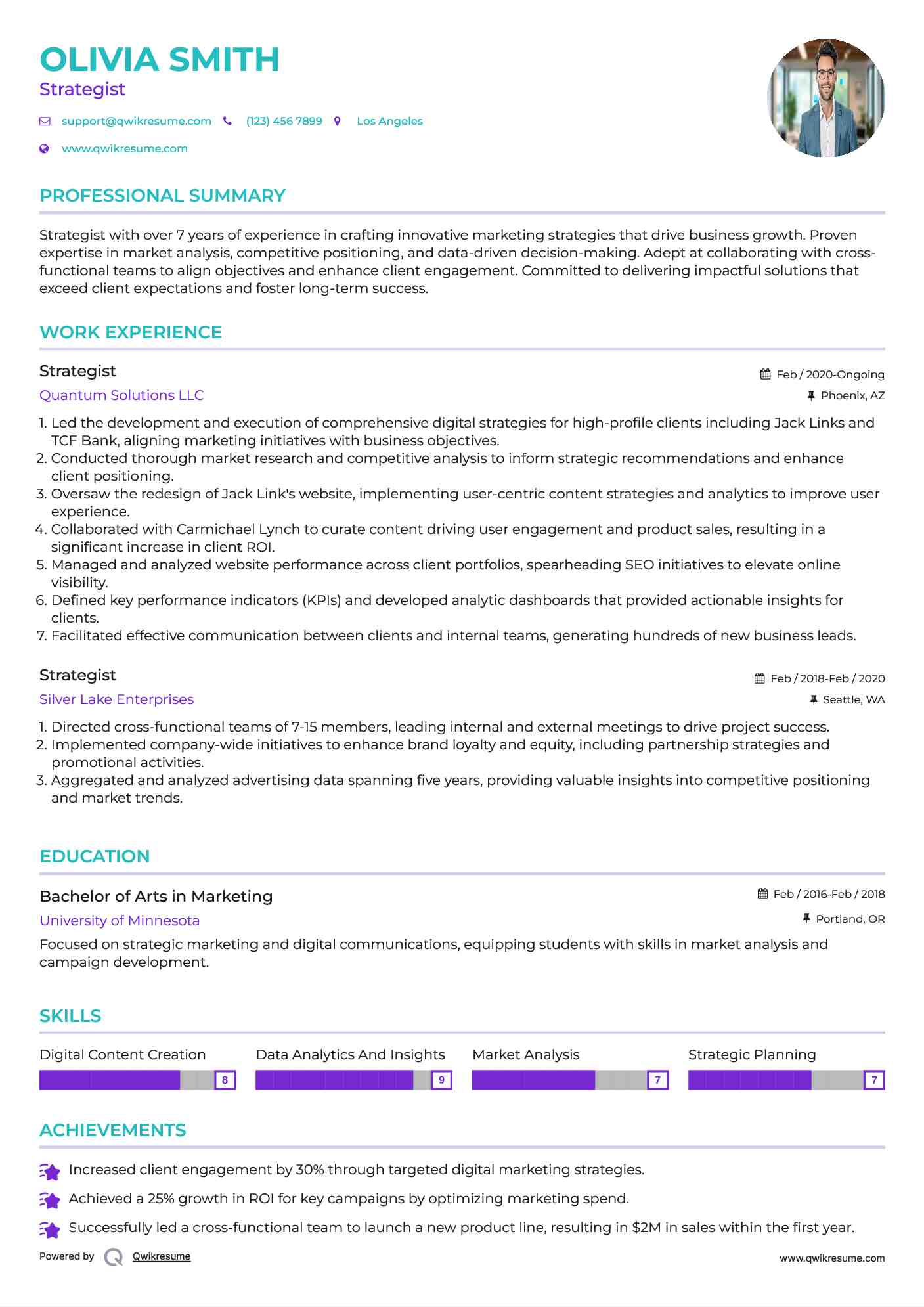 Strategist Resume Example