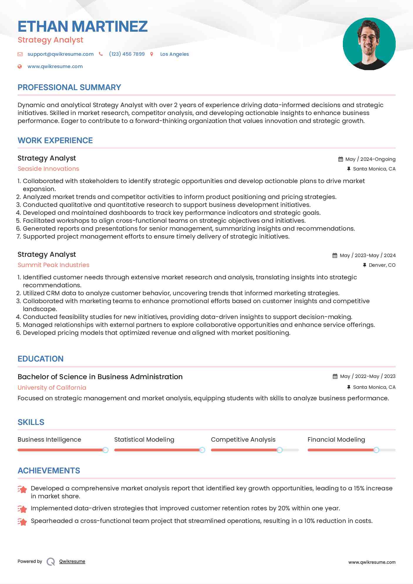 Strategy Analyst Resume Format