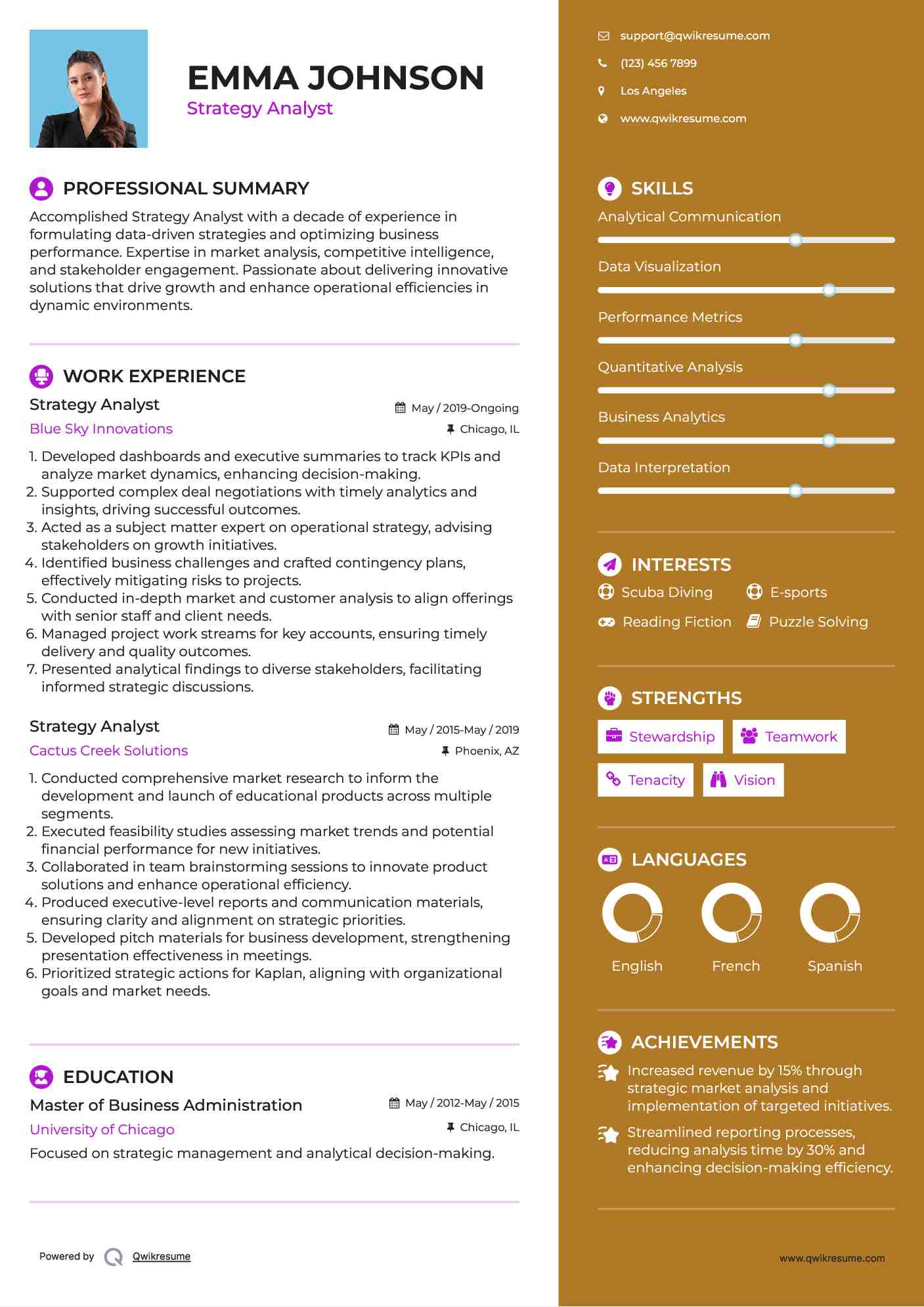 Strategy Analyst Resume Template