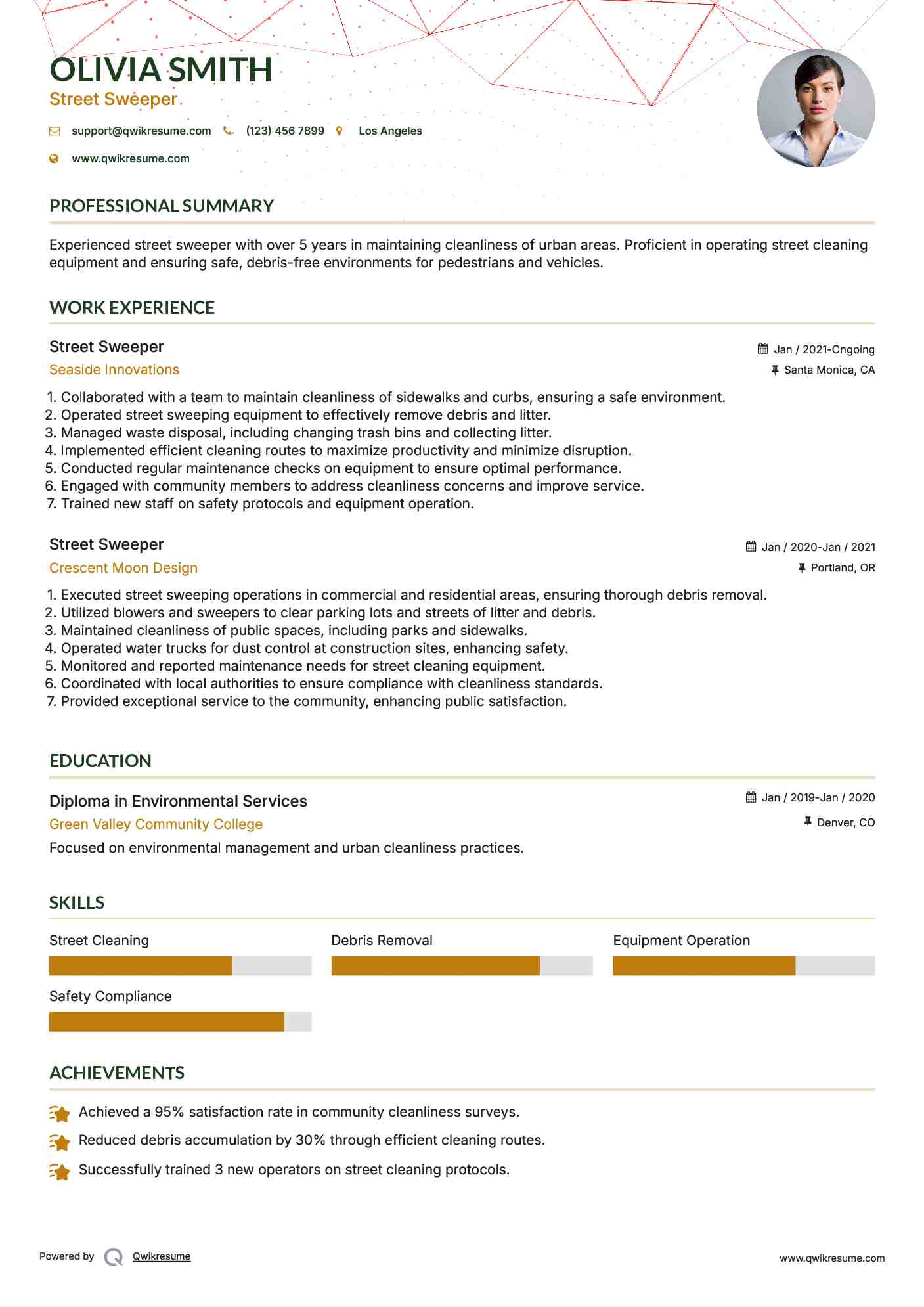 Street Sweeper Resume Model