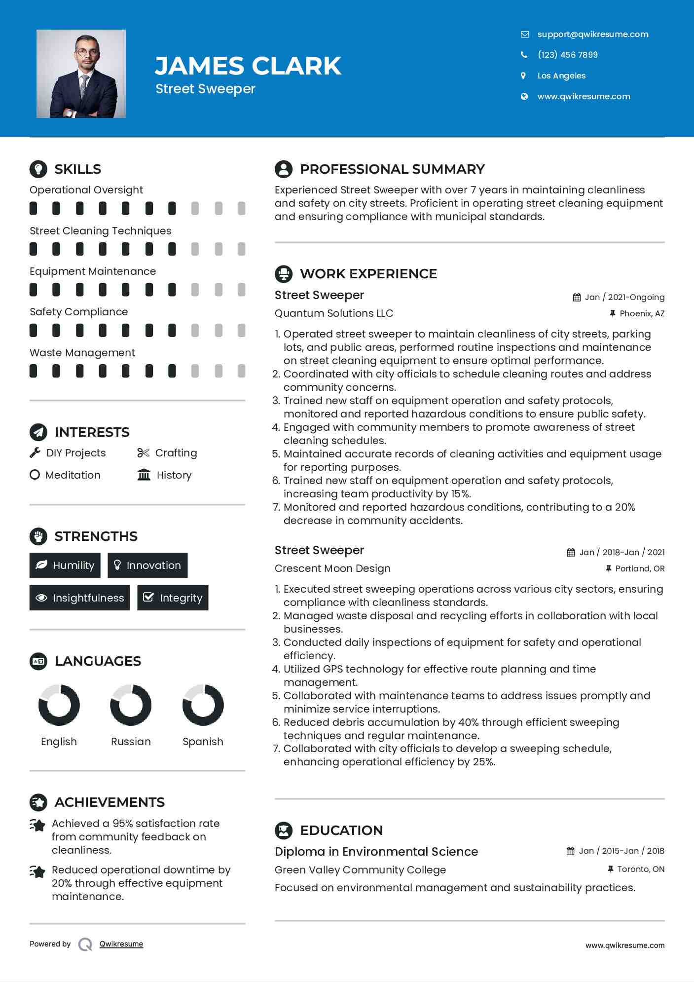 Street Sweeper Resume Template