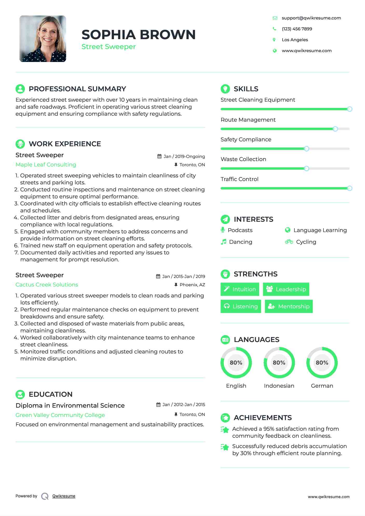 Street Sweeper Resume Samples QwikResume