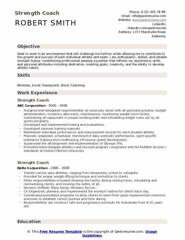 Strength Coach Resume Samples - Strength Coach 1658380390 Pdf 