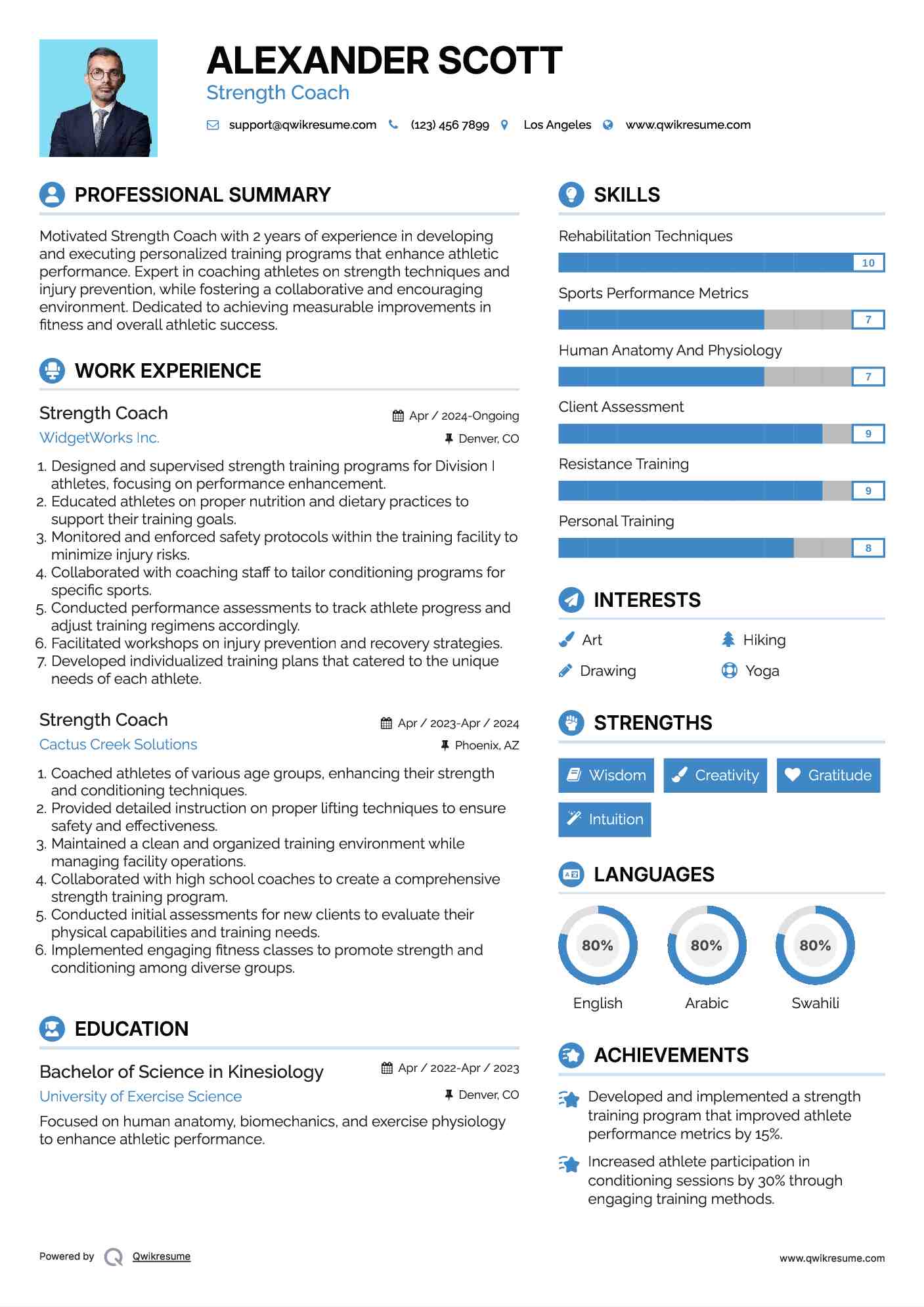 Strength Coach Resume Template