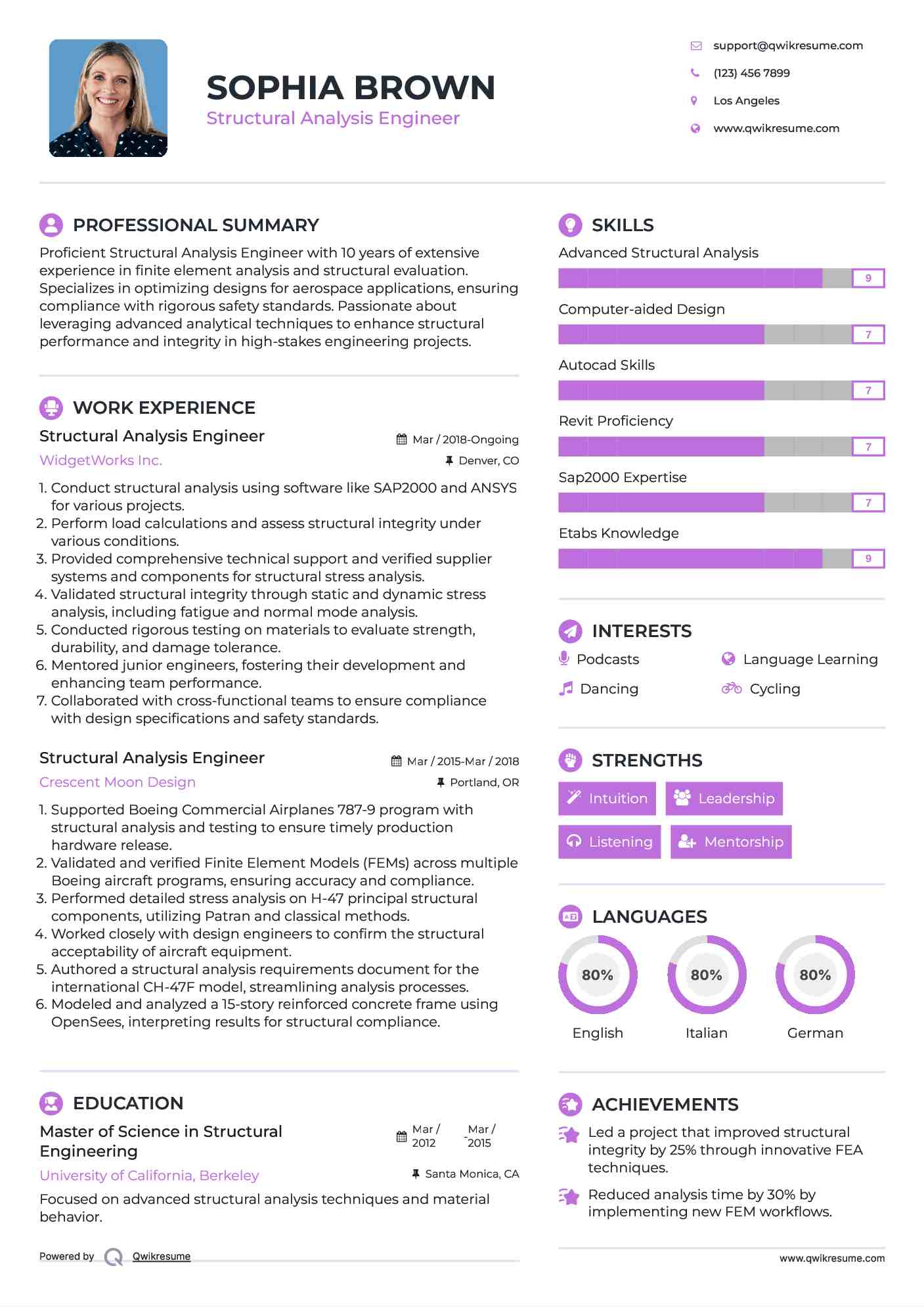 Structural Analysis Engineer Resume Model