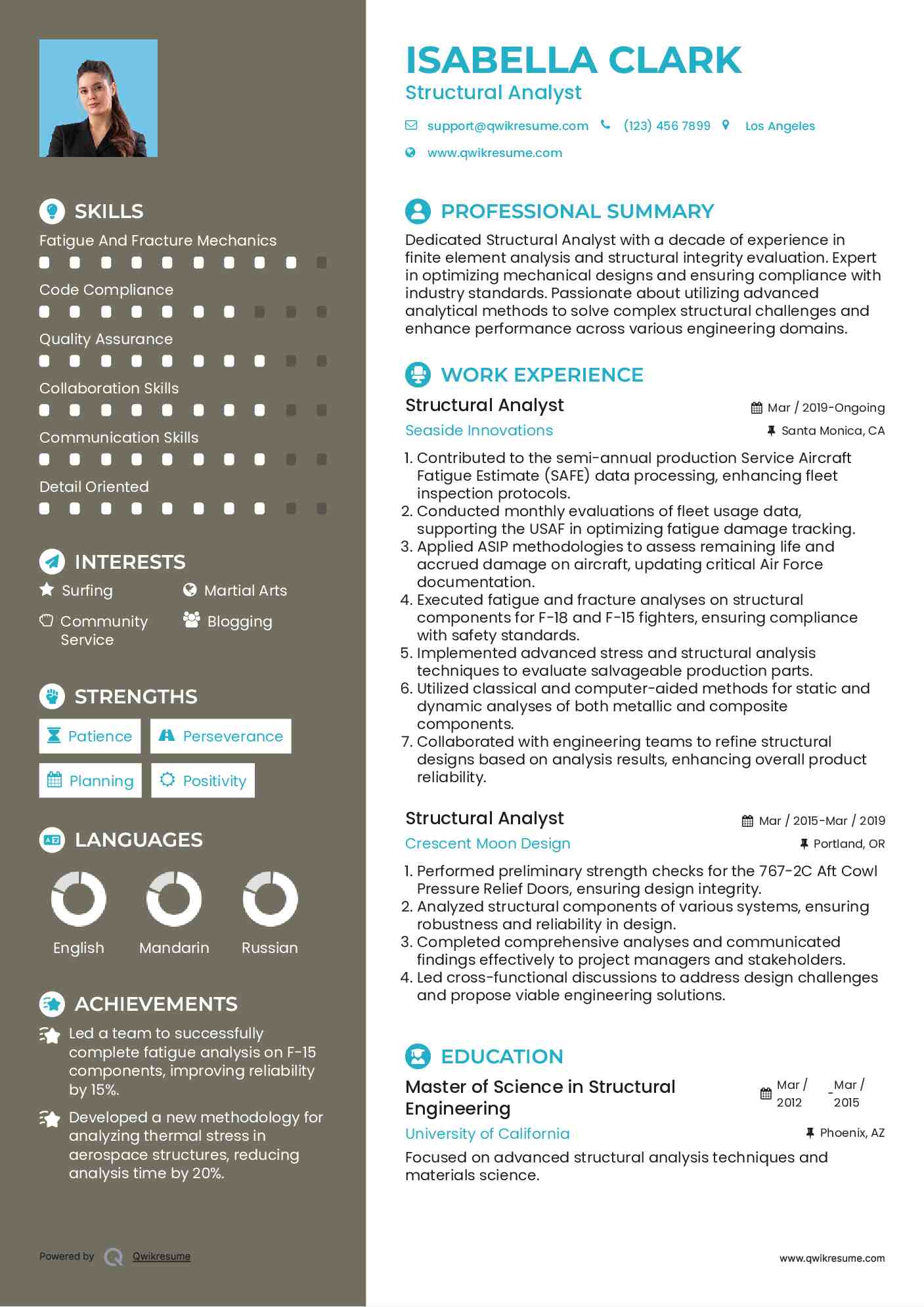 Structural Analyst Resume Template