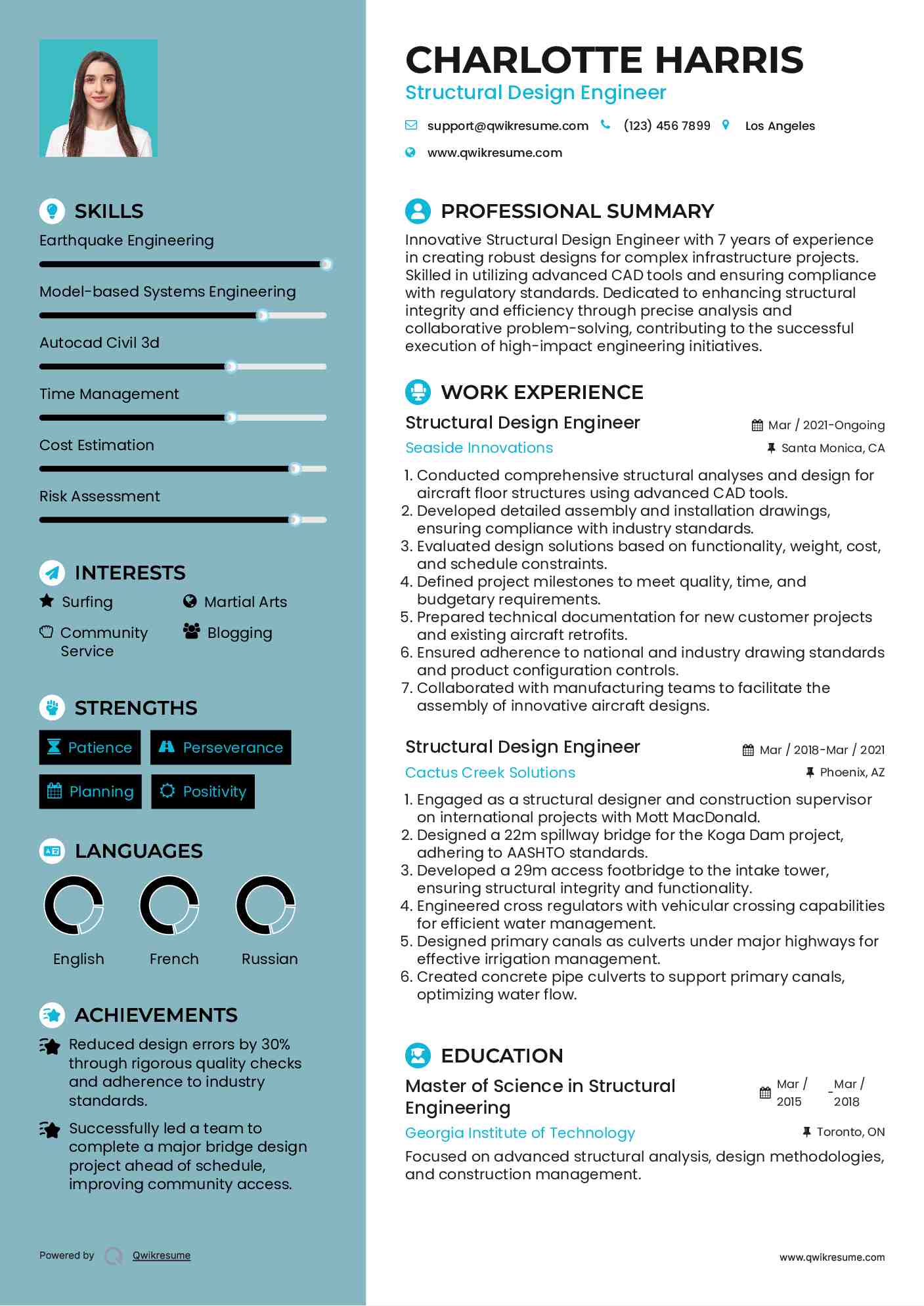 Structural Design Engineer Resume Sample