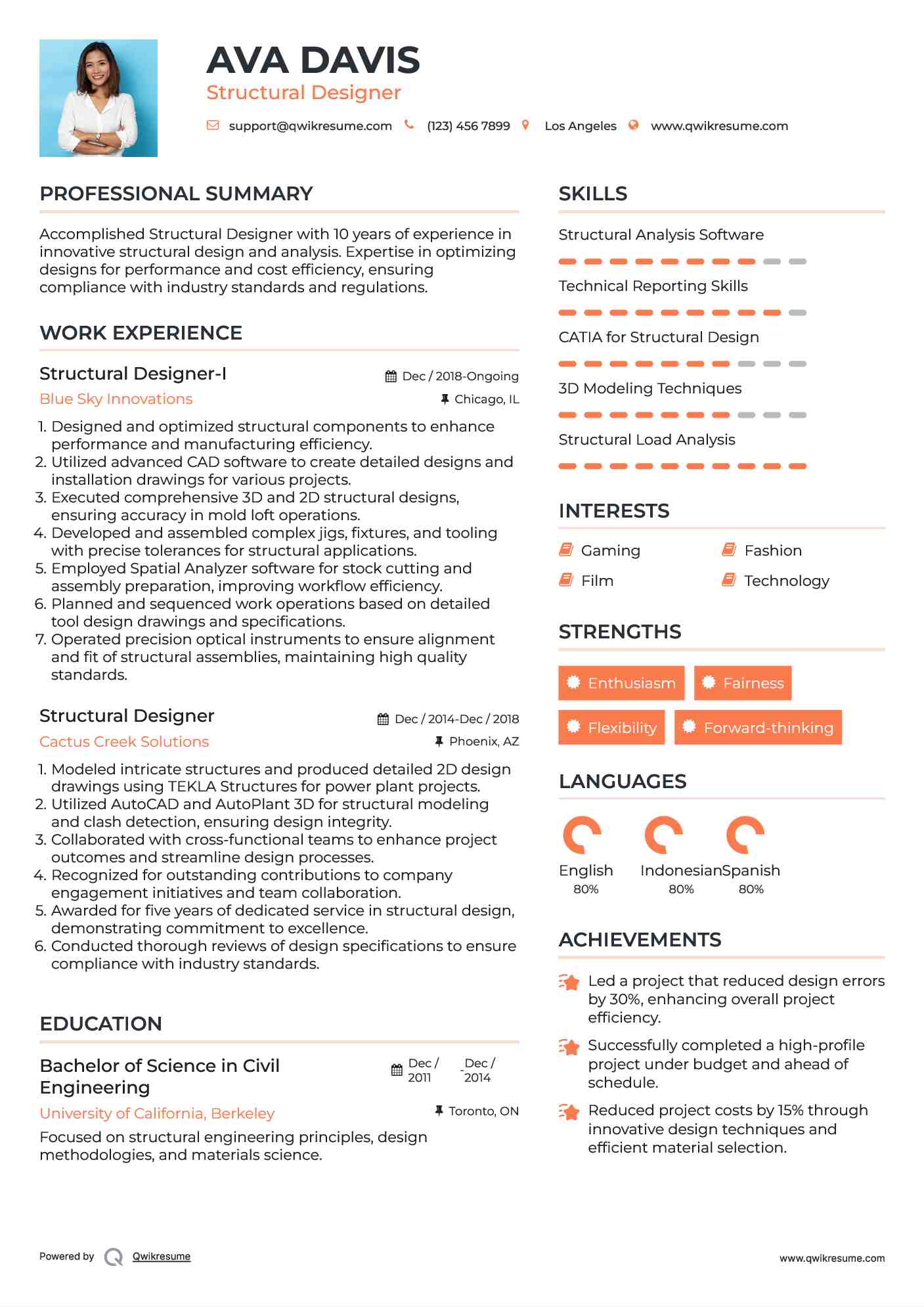 Structural Designer-I Resume Template