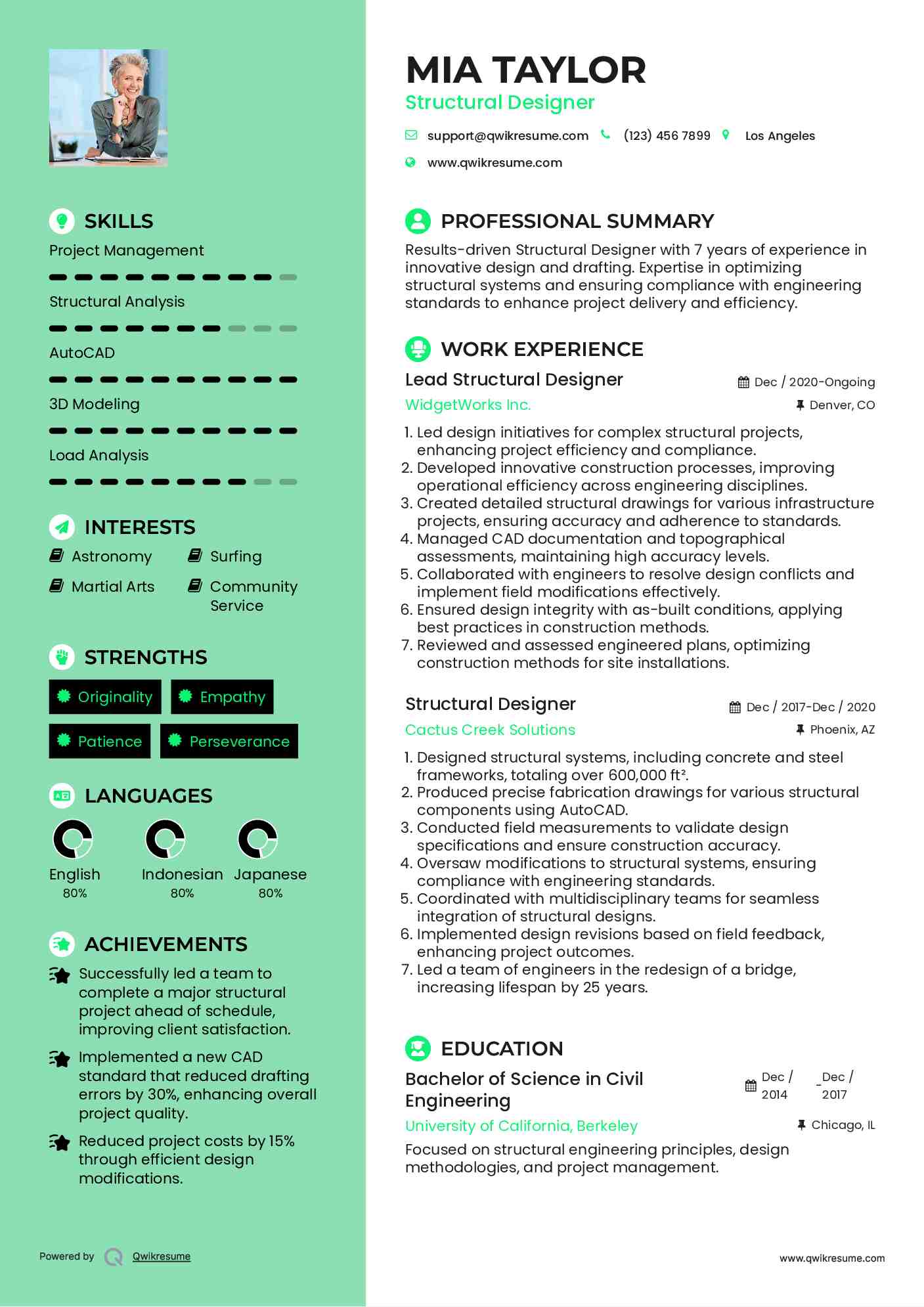 Lead Structural Designer Resume Template