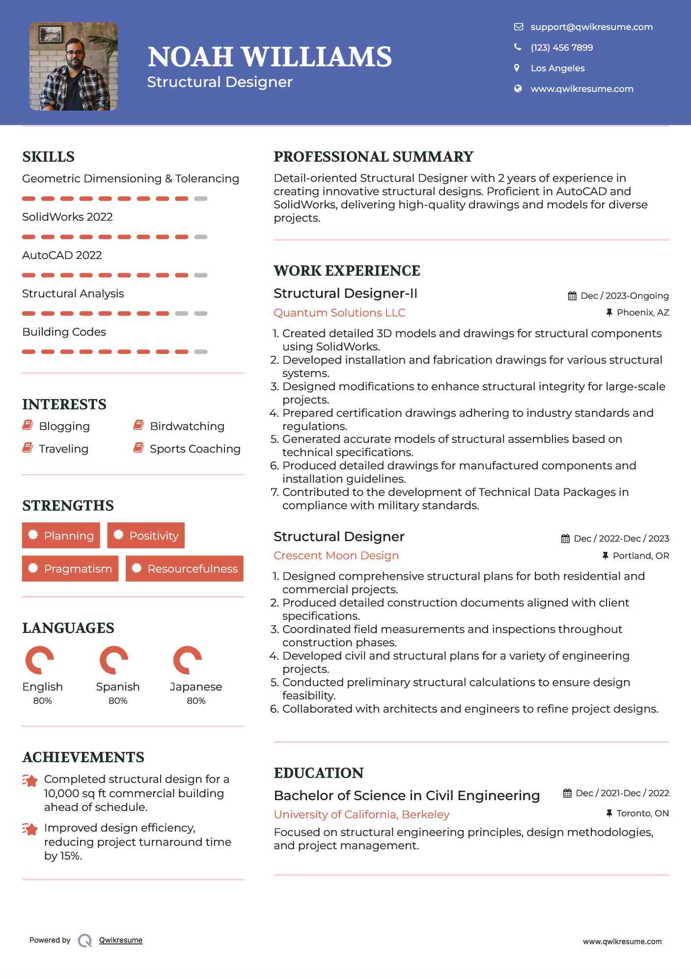 Structural Designer-II Resume Template