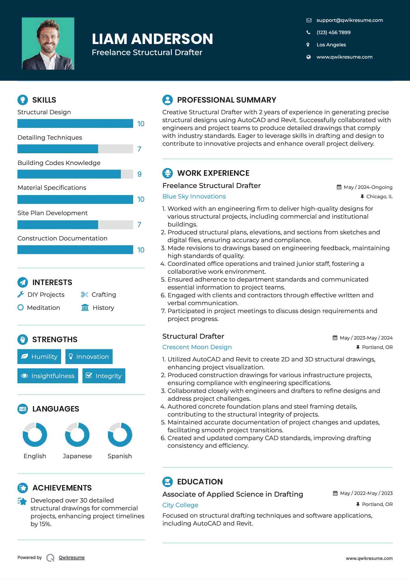 Freelance Structural Drafter Resume Template