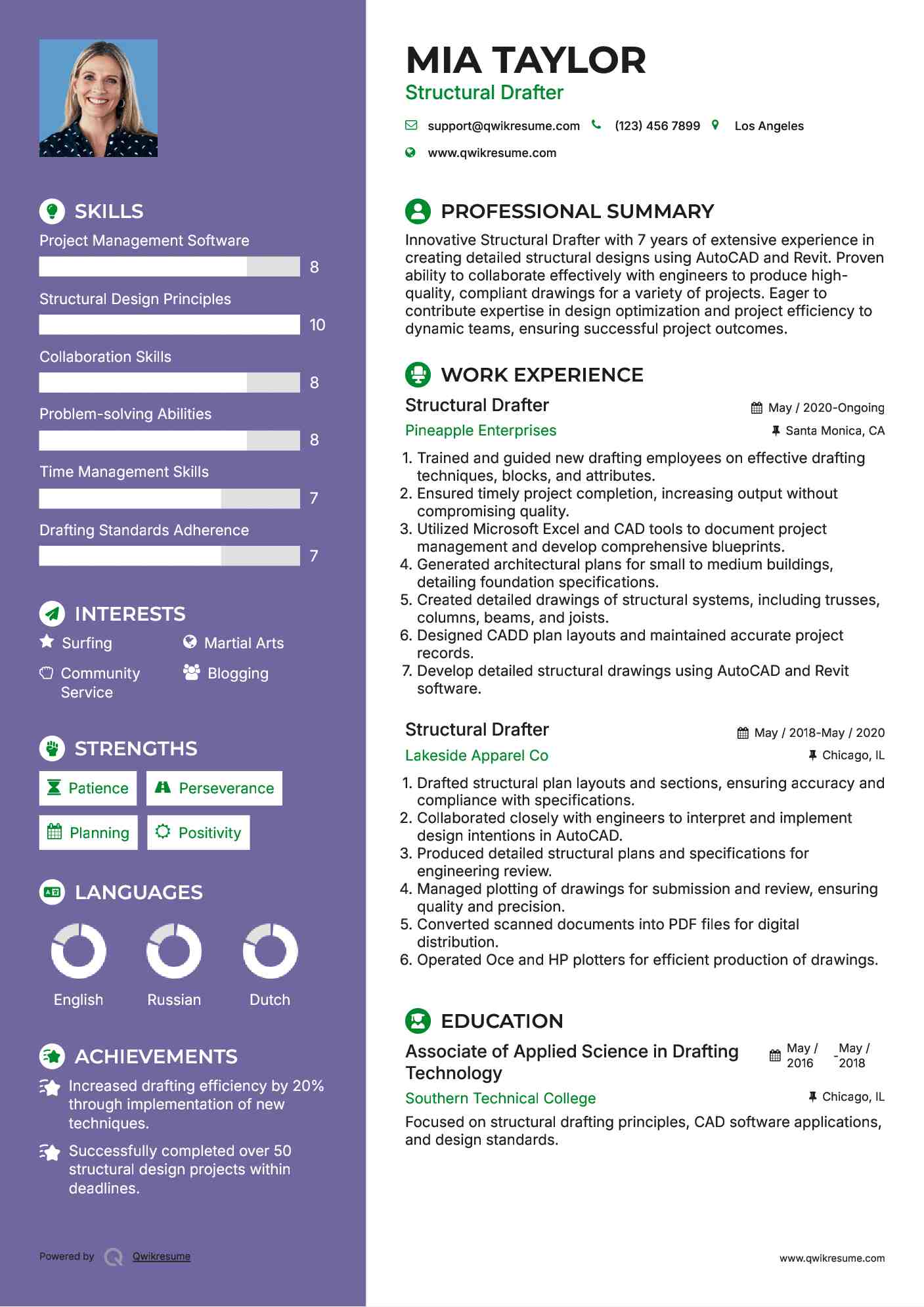 Structural Drafter Resume Format