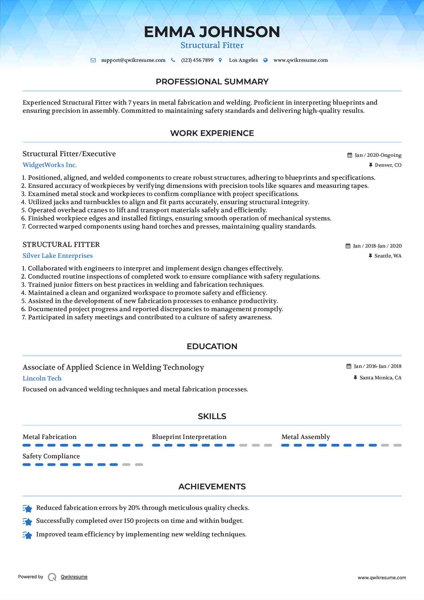 Structural Fitter/Executive Resume Template