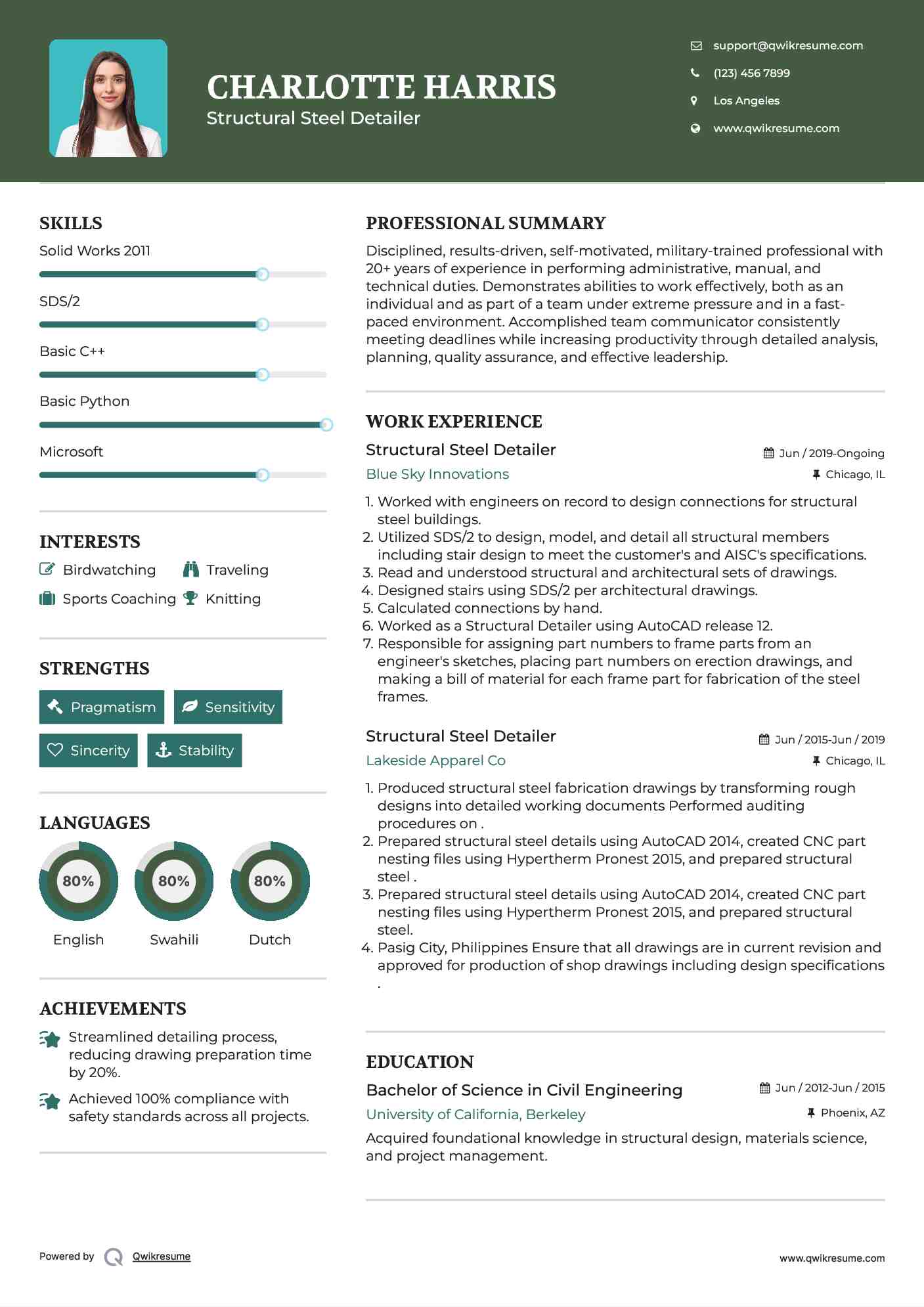 Structural Steel Detailer Resume Template