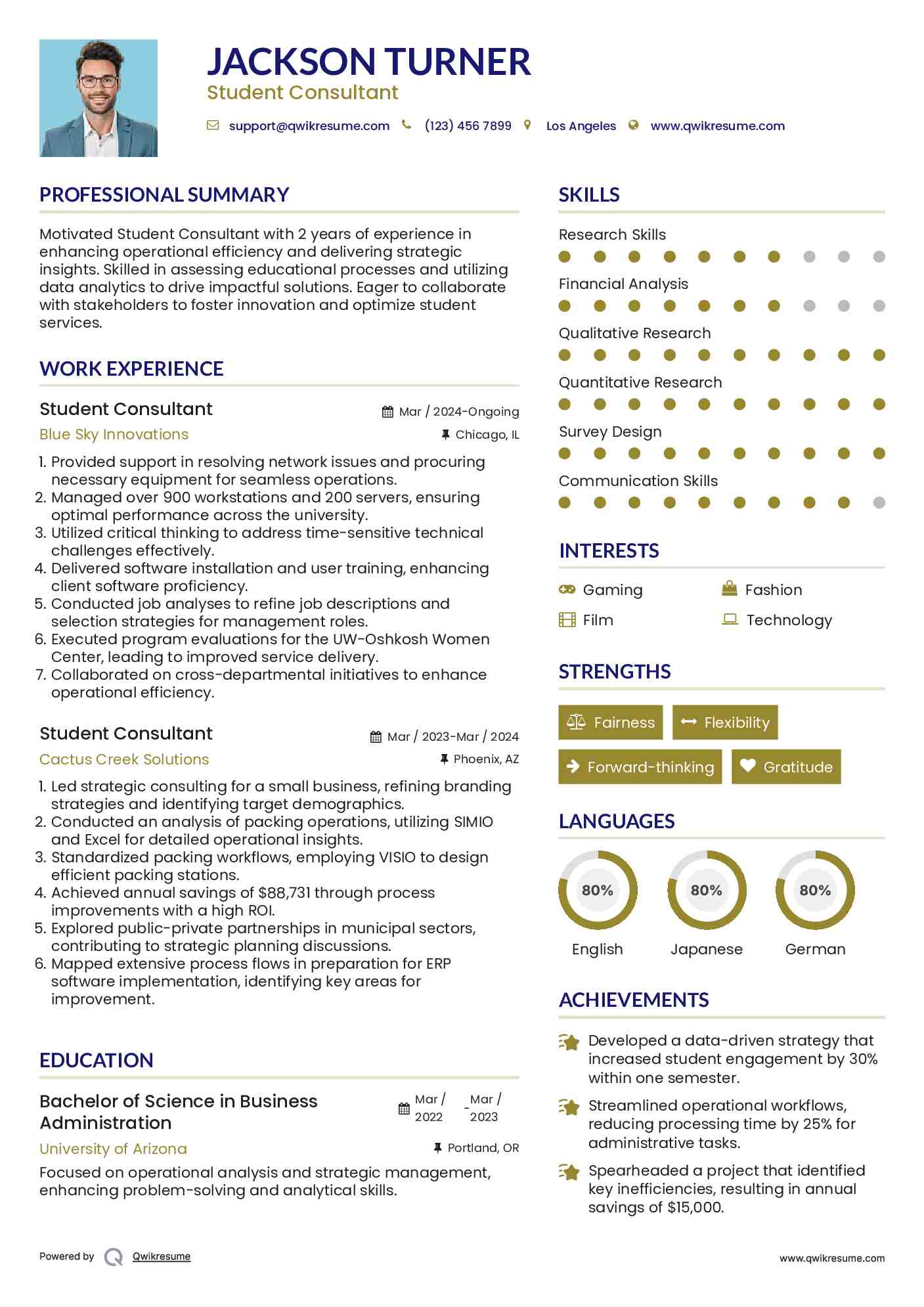 Student Consultant Resume Format