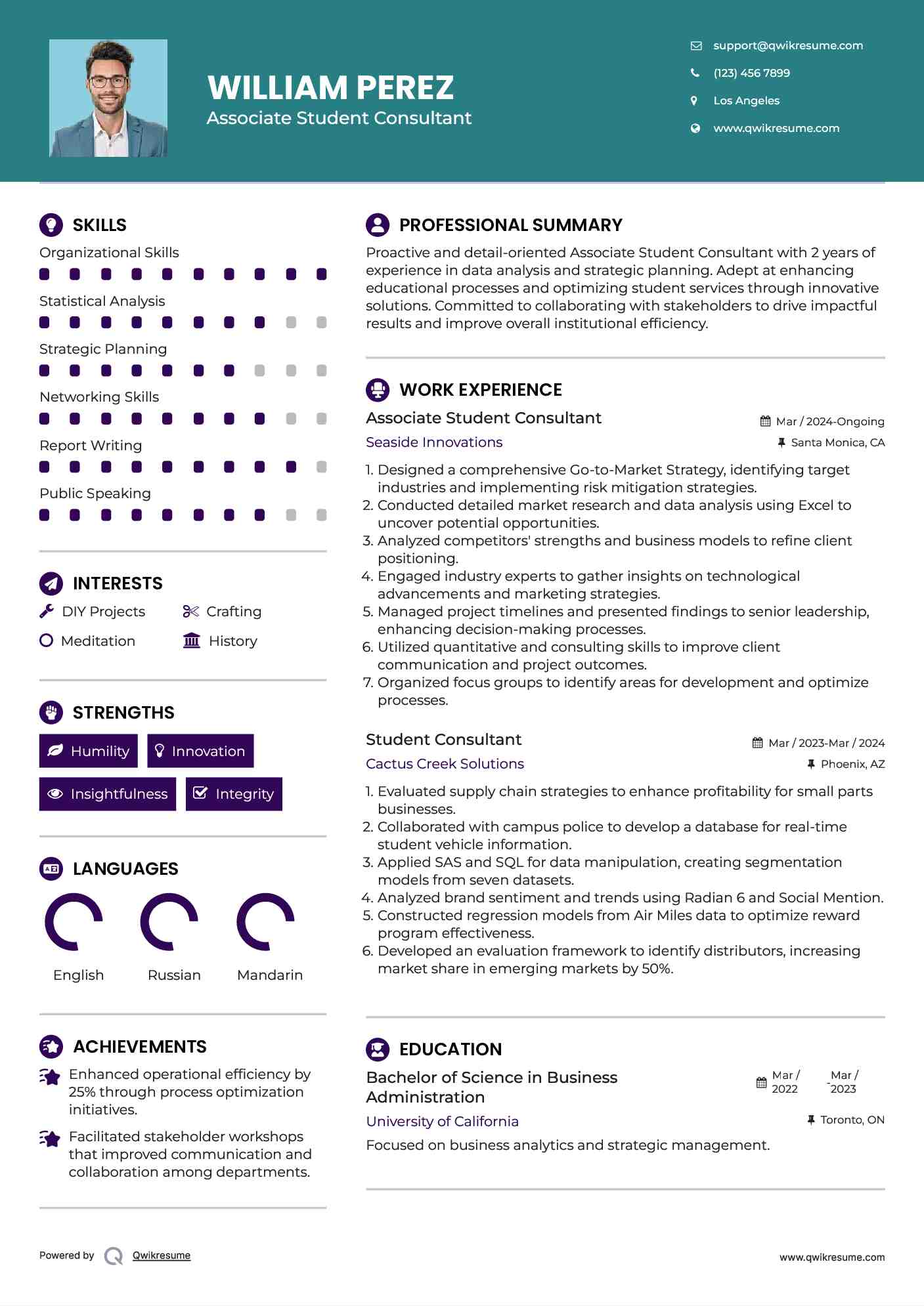 Associate Student Consultant Resume Format