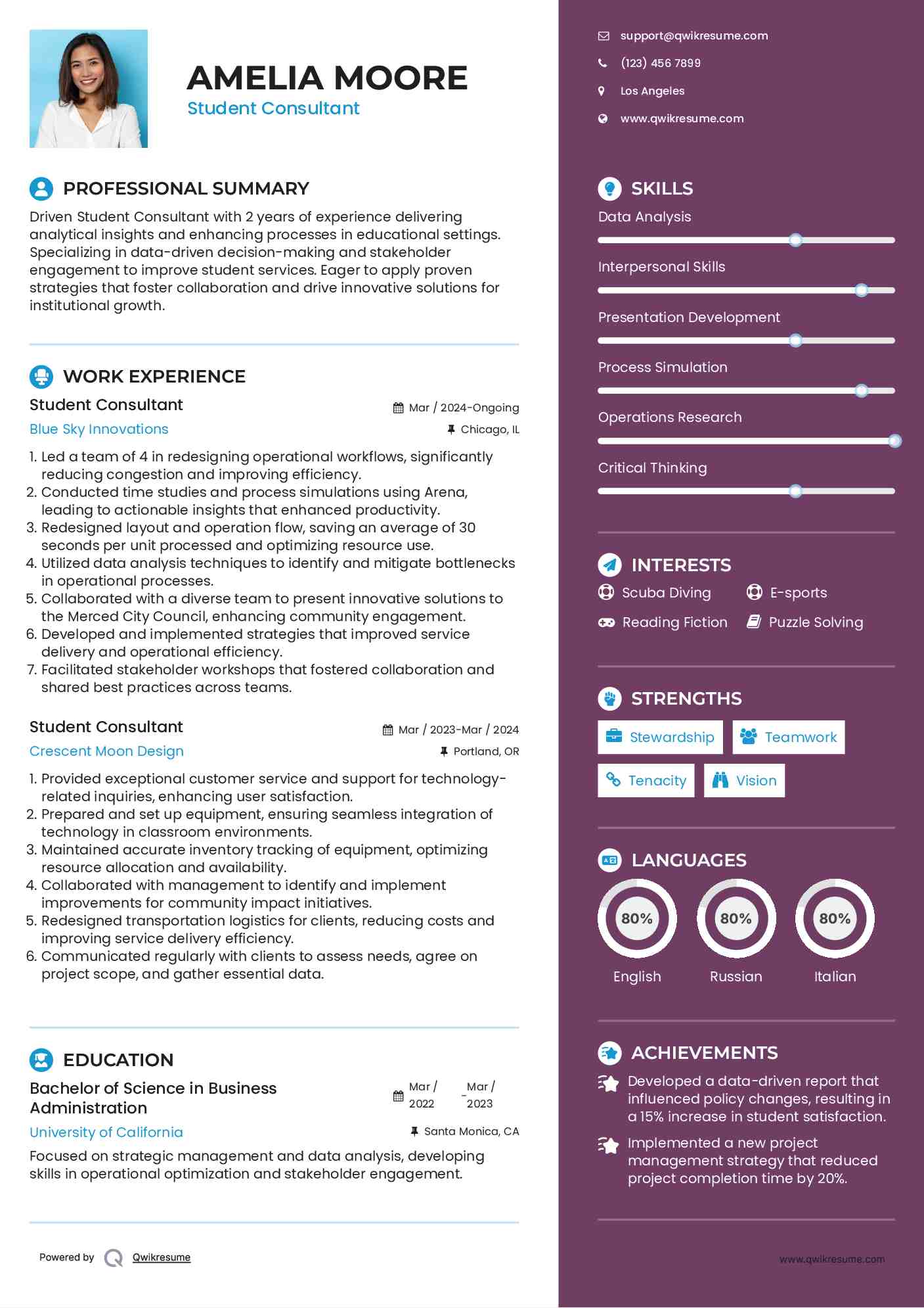 Student Consultant Resume Template