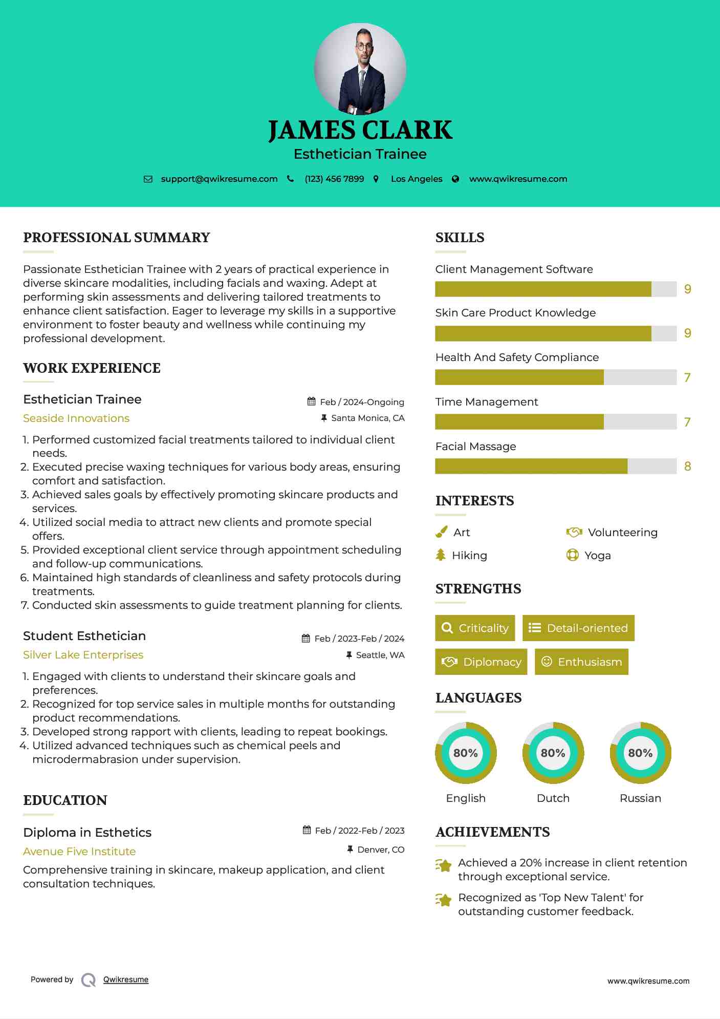 Esthetician Trainee Resume Format