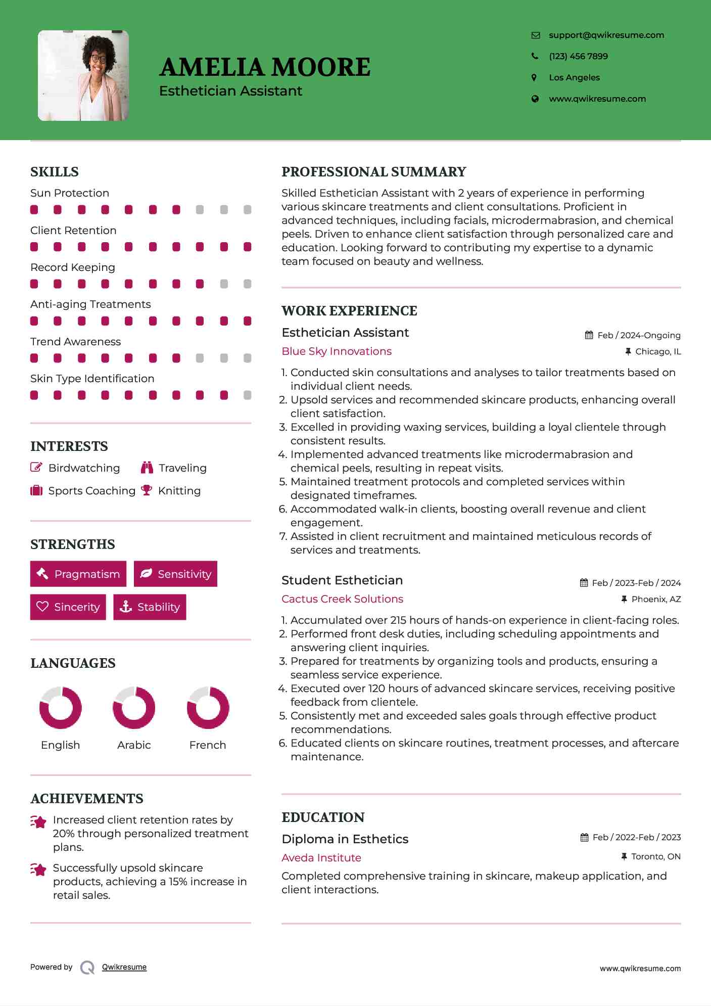 Esthetician Assistant Resume Template
