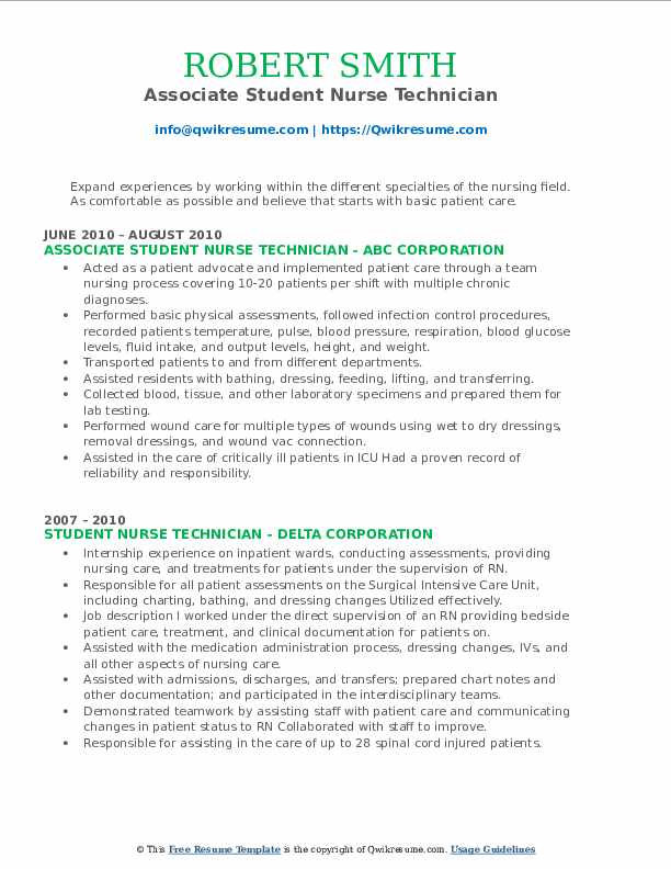Student Nurse Technician Resume - Student Nurse Technician 1592202676 Pdf 