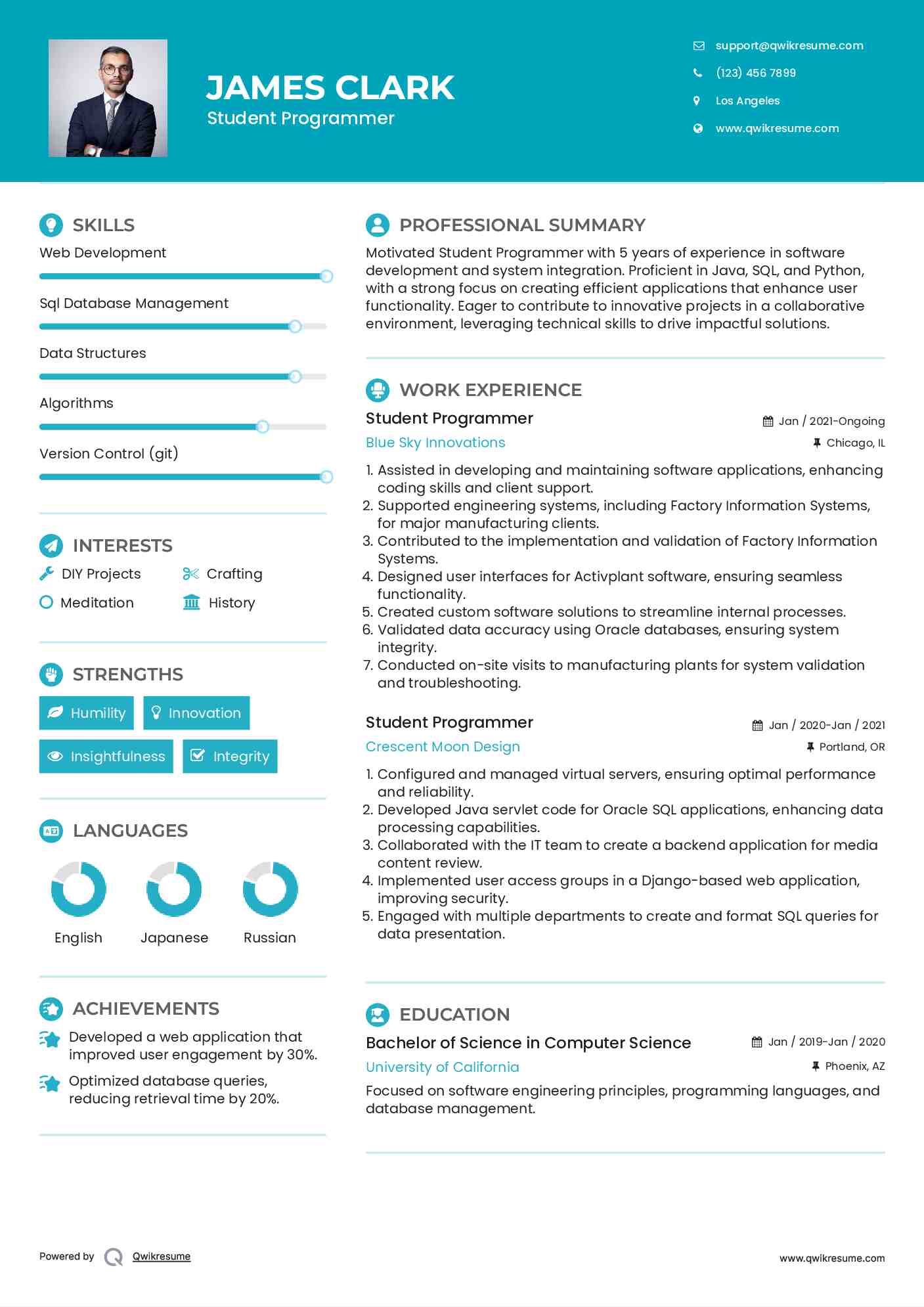 Student Programmer Resume Format