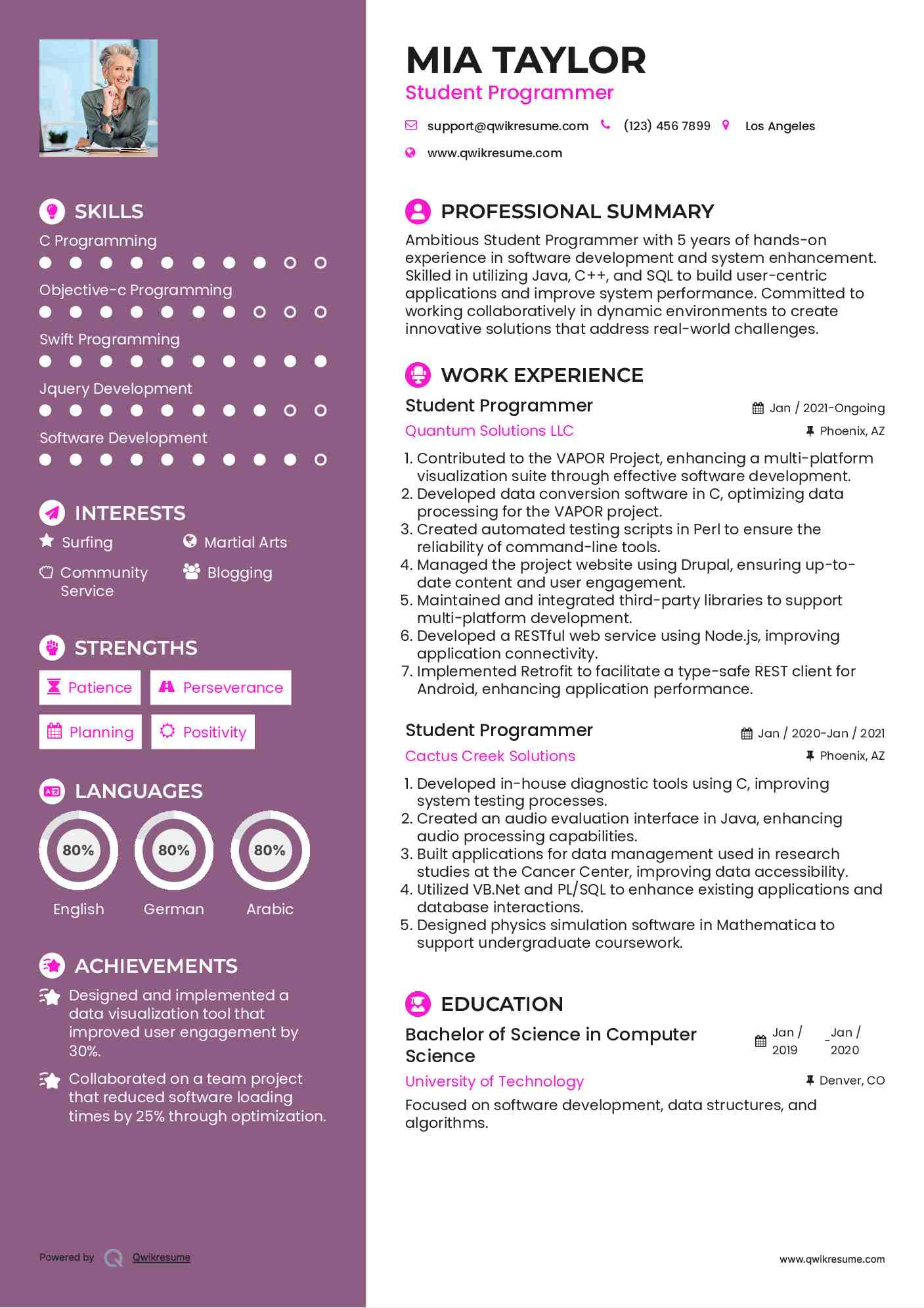 10+ Student Programmer Resume Samples & Templates for 2025