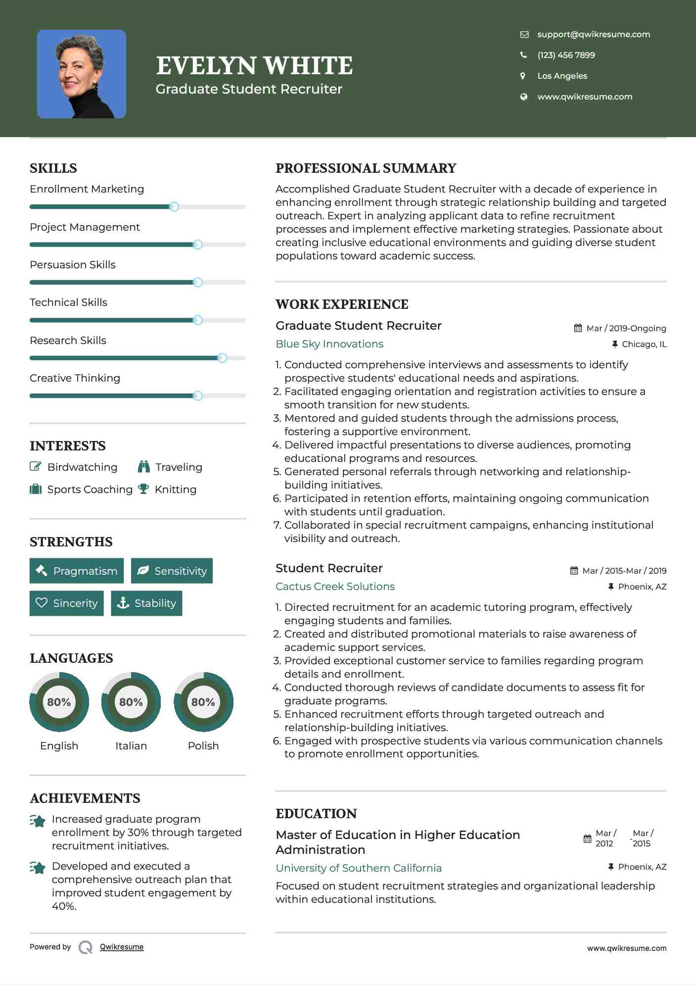 Graduate Student Recruiter Resume Template