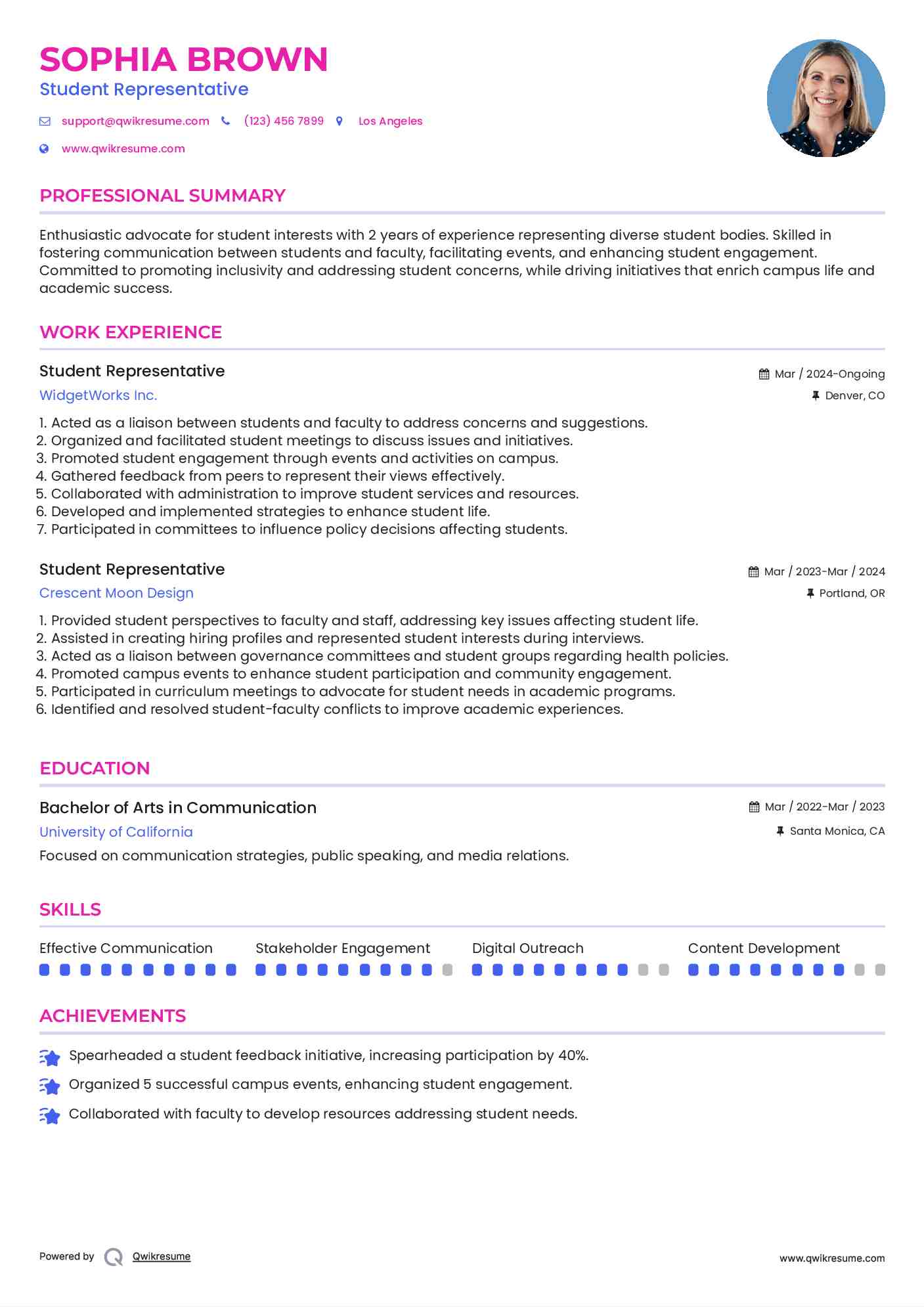 10+ Student Representative Resume Samples & Templates for 2025