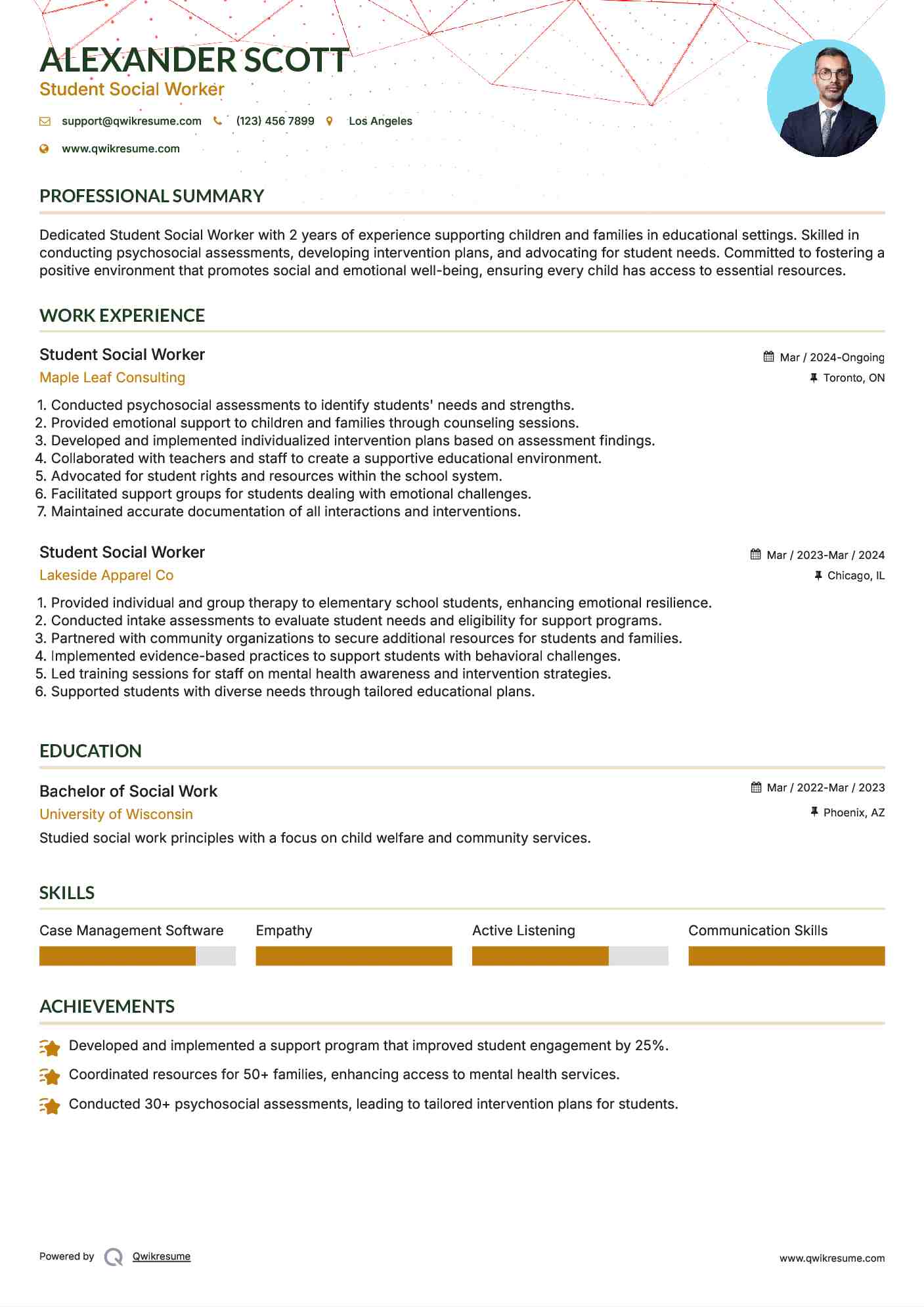 Student Social Worker Resume Format