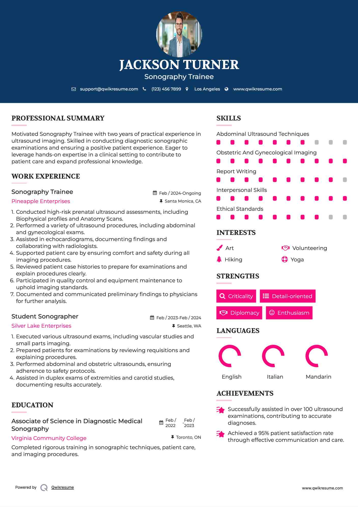 Sonography Trainee Resume Sample