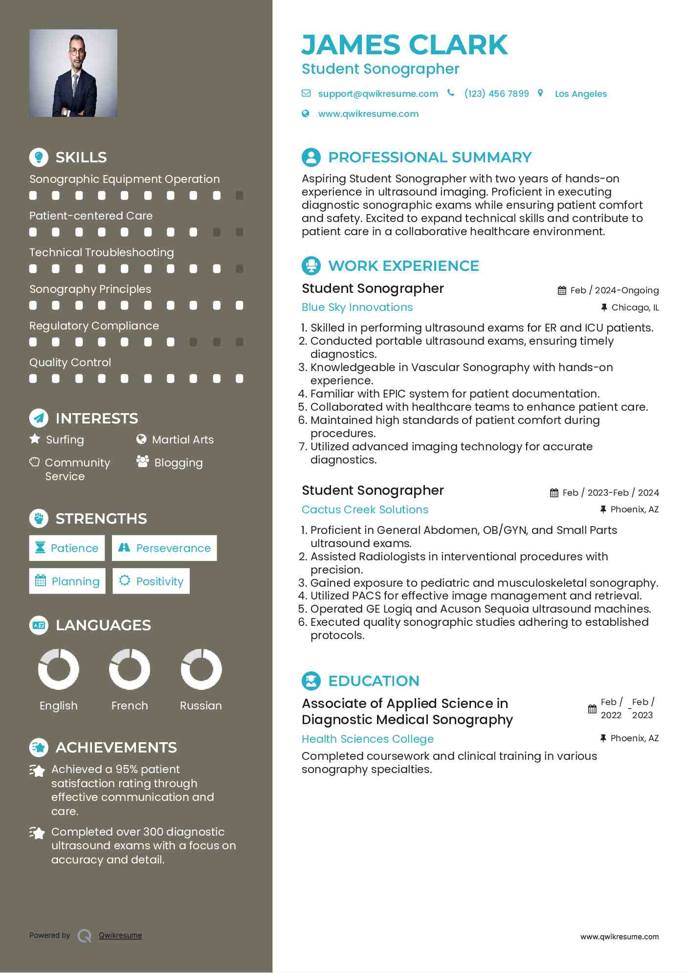 Student Sonographer Resume Model