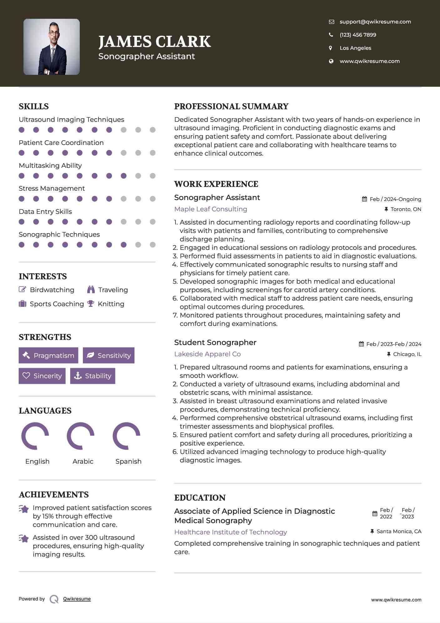 Sonographer Assistant Resume Format