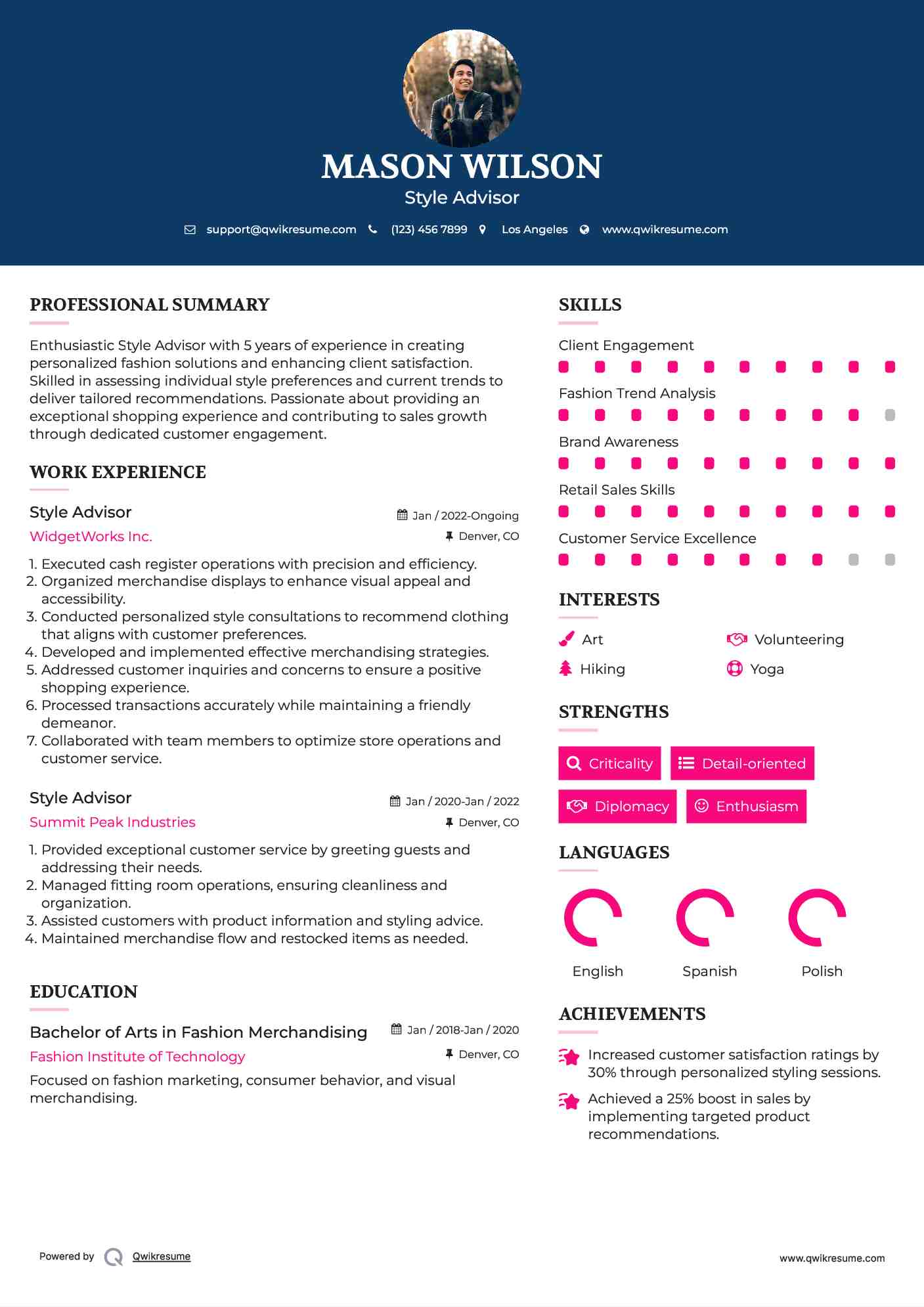 Style Advisor Resume Format
