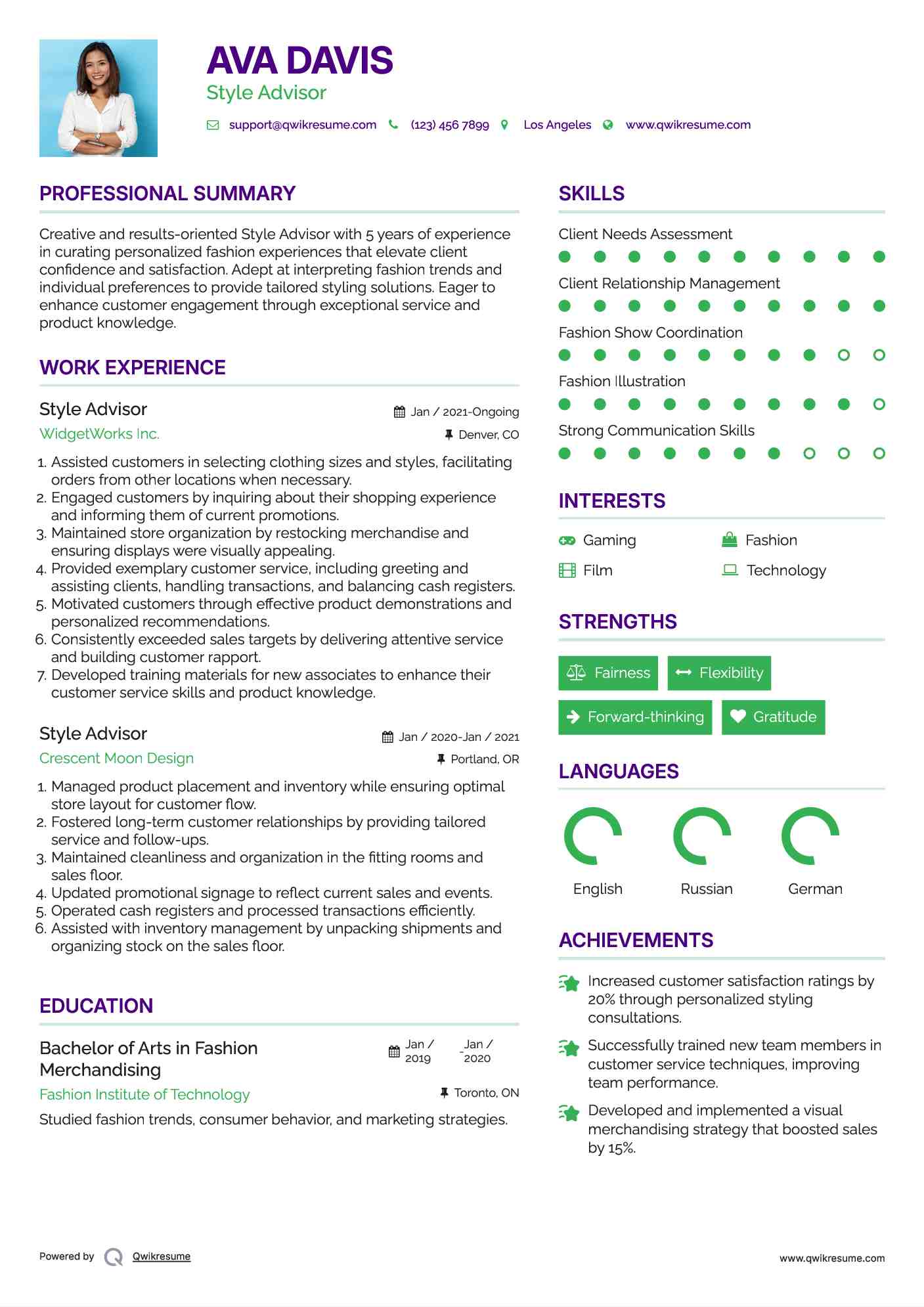 Style Advisor Resume Template