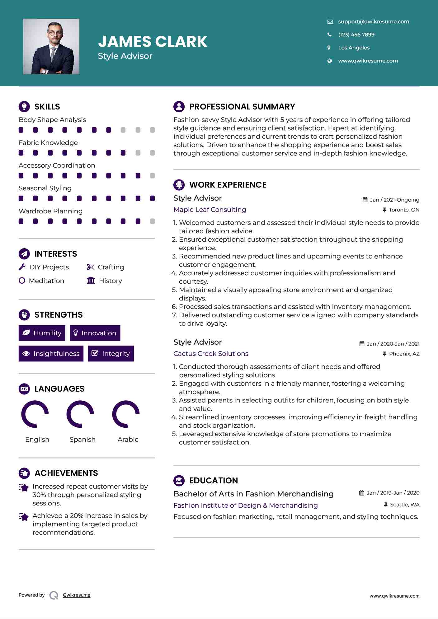 Style Advisor Resume Format