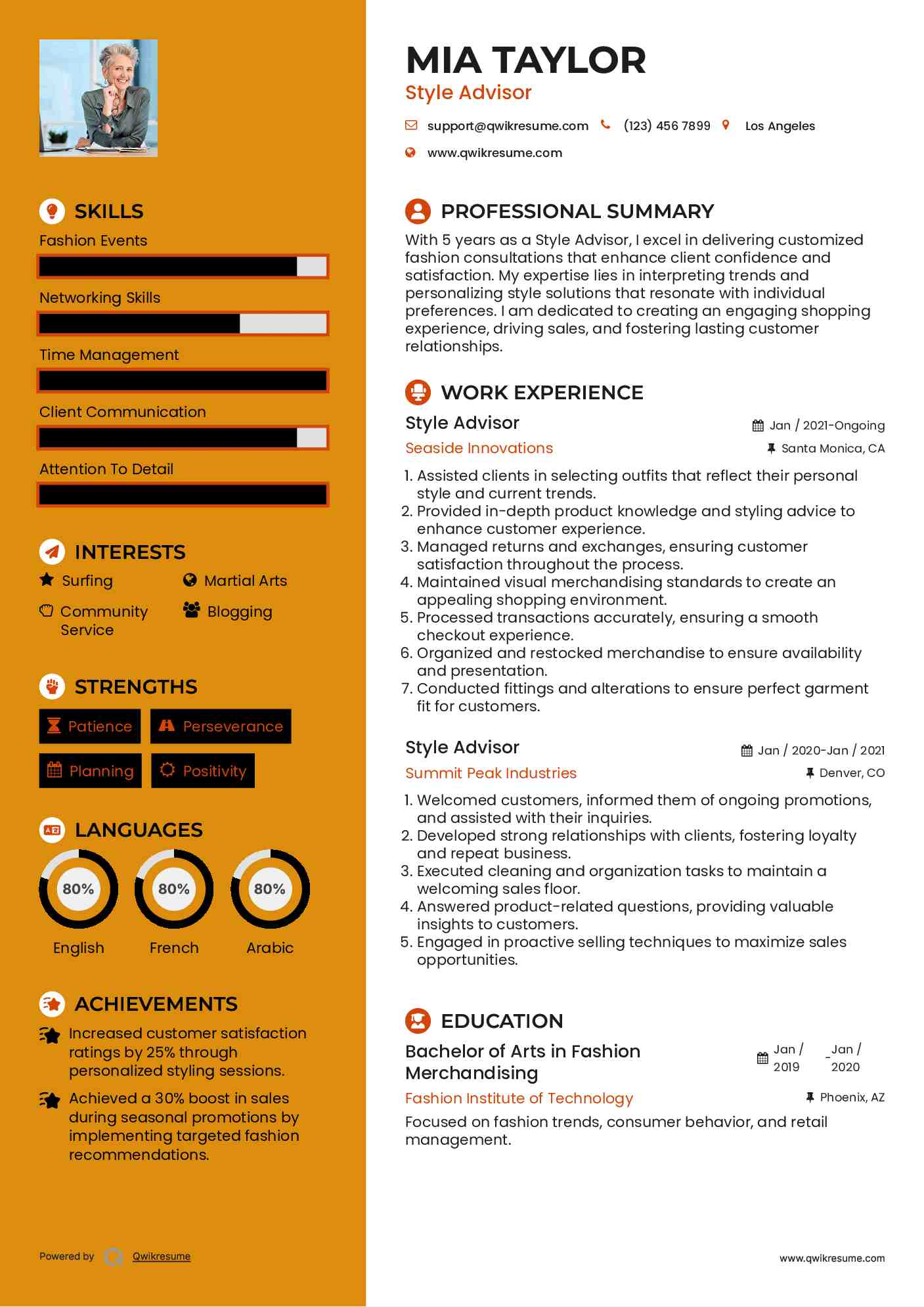 Style Advisor Resume Model