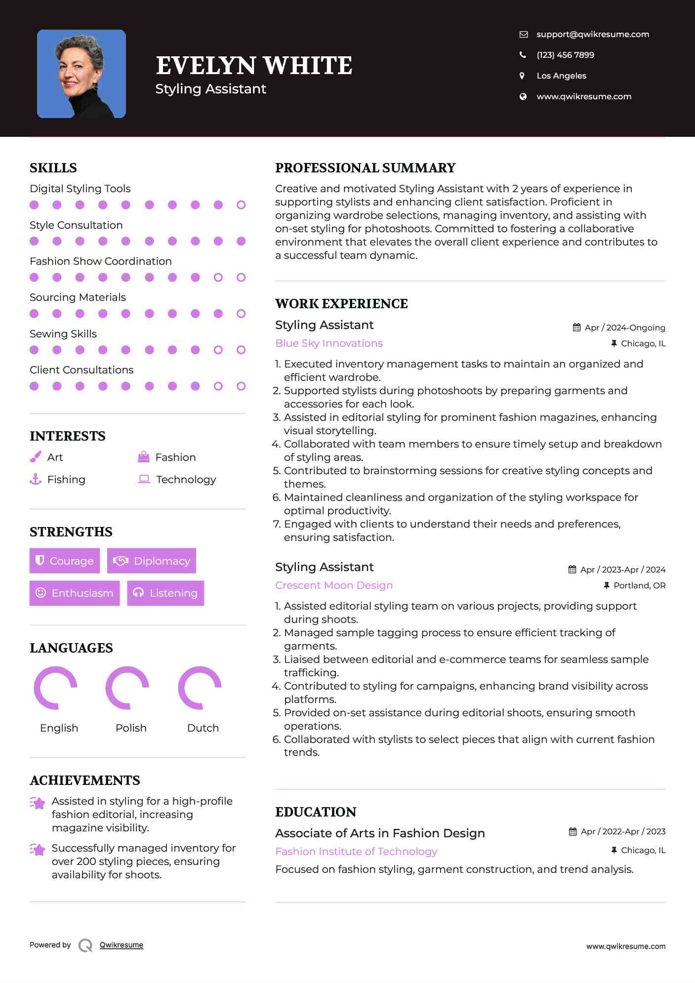 Styling Assistant Resume Model