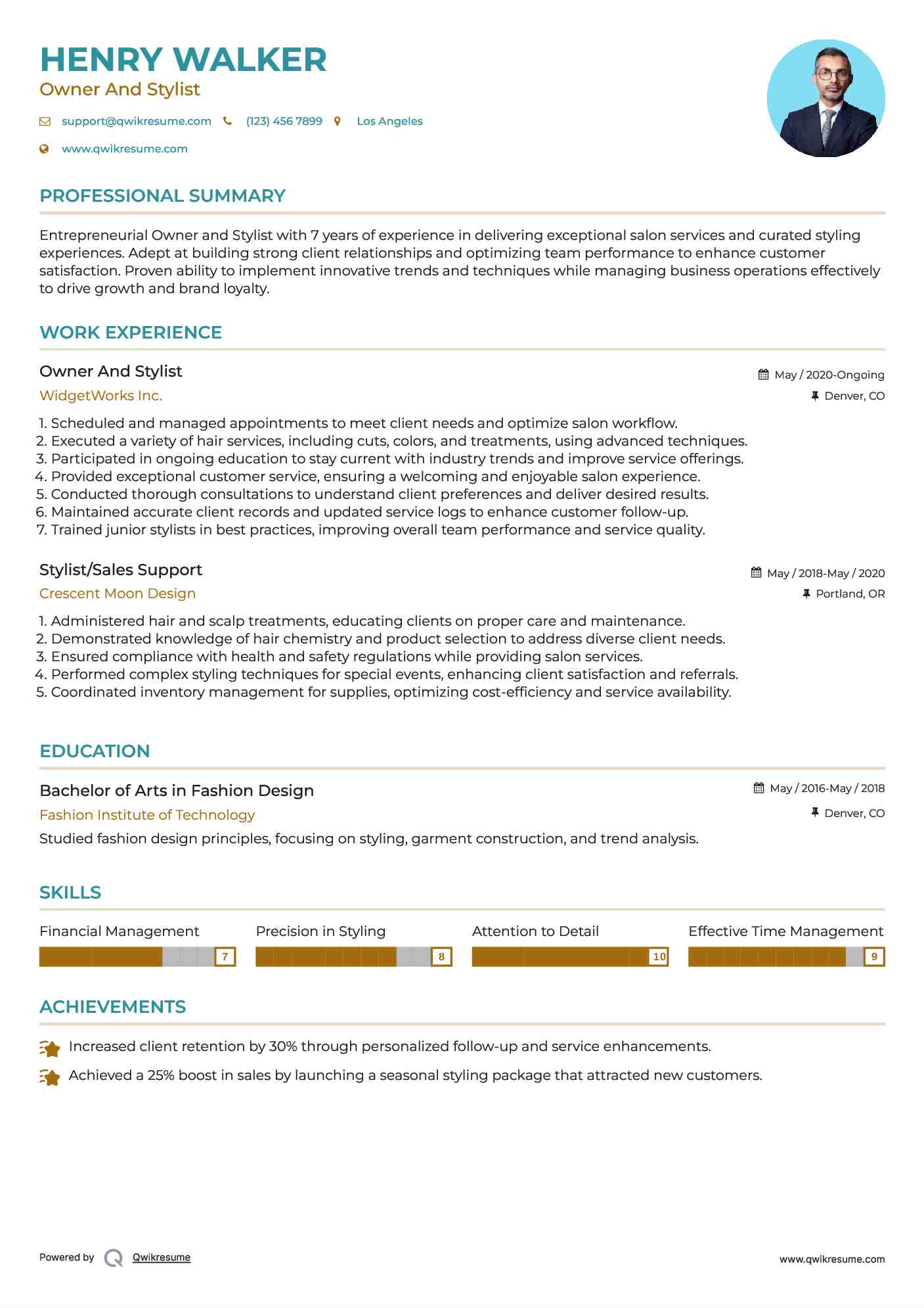 Stylist Resume Samples Qwikresume