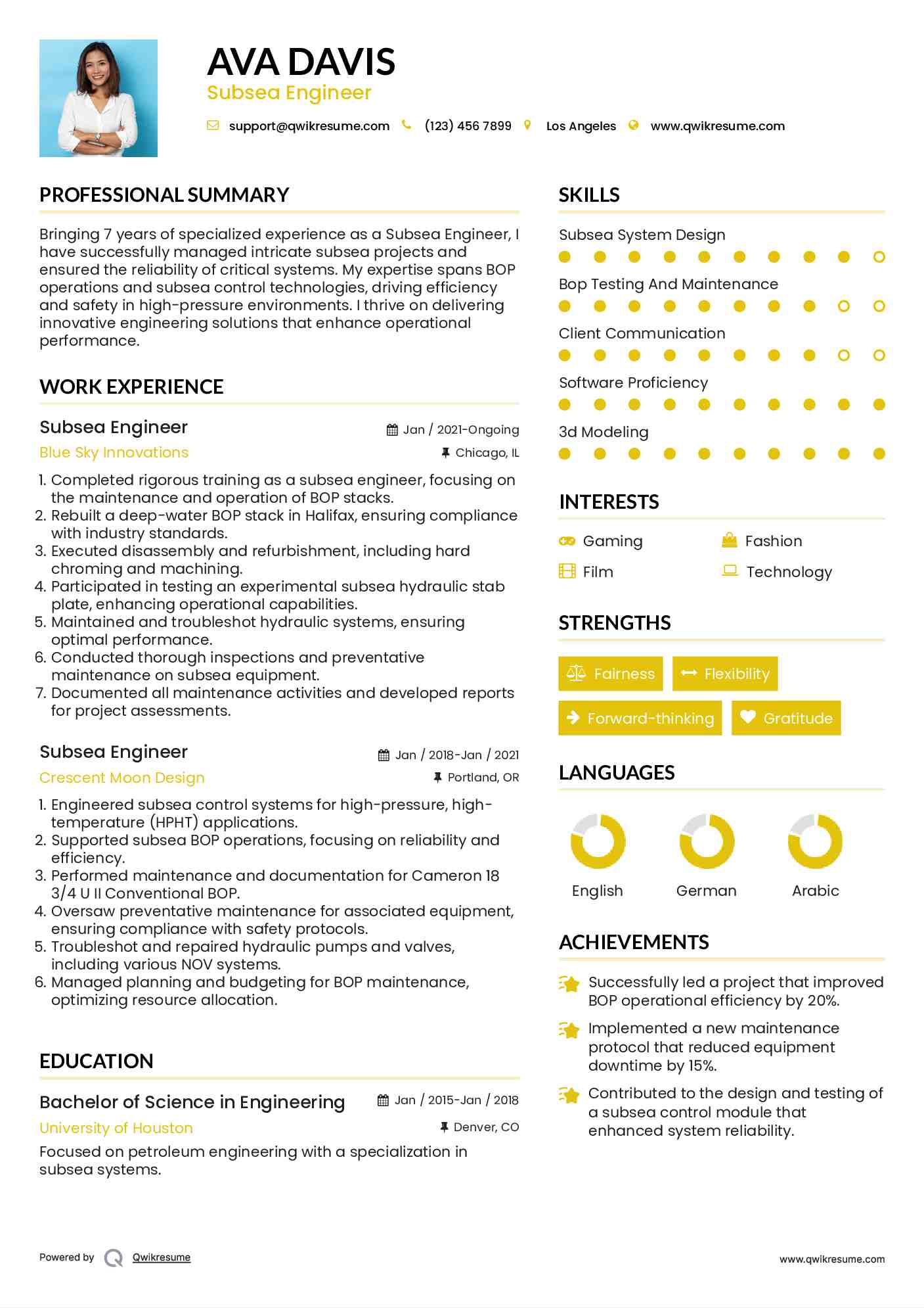 Subsea Engineer Resume Format