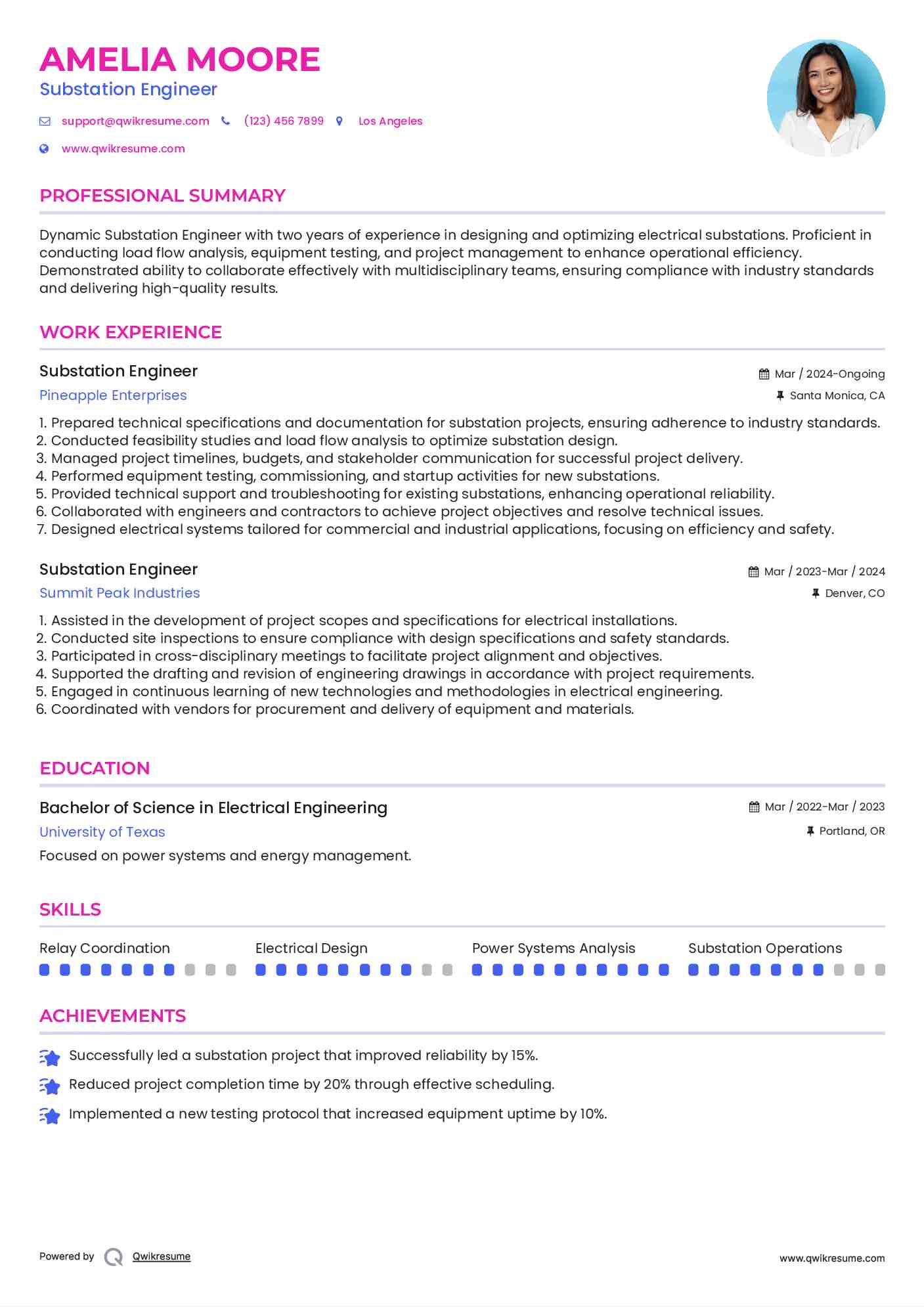 Substation Engineer Resume Template