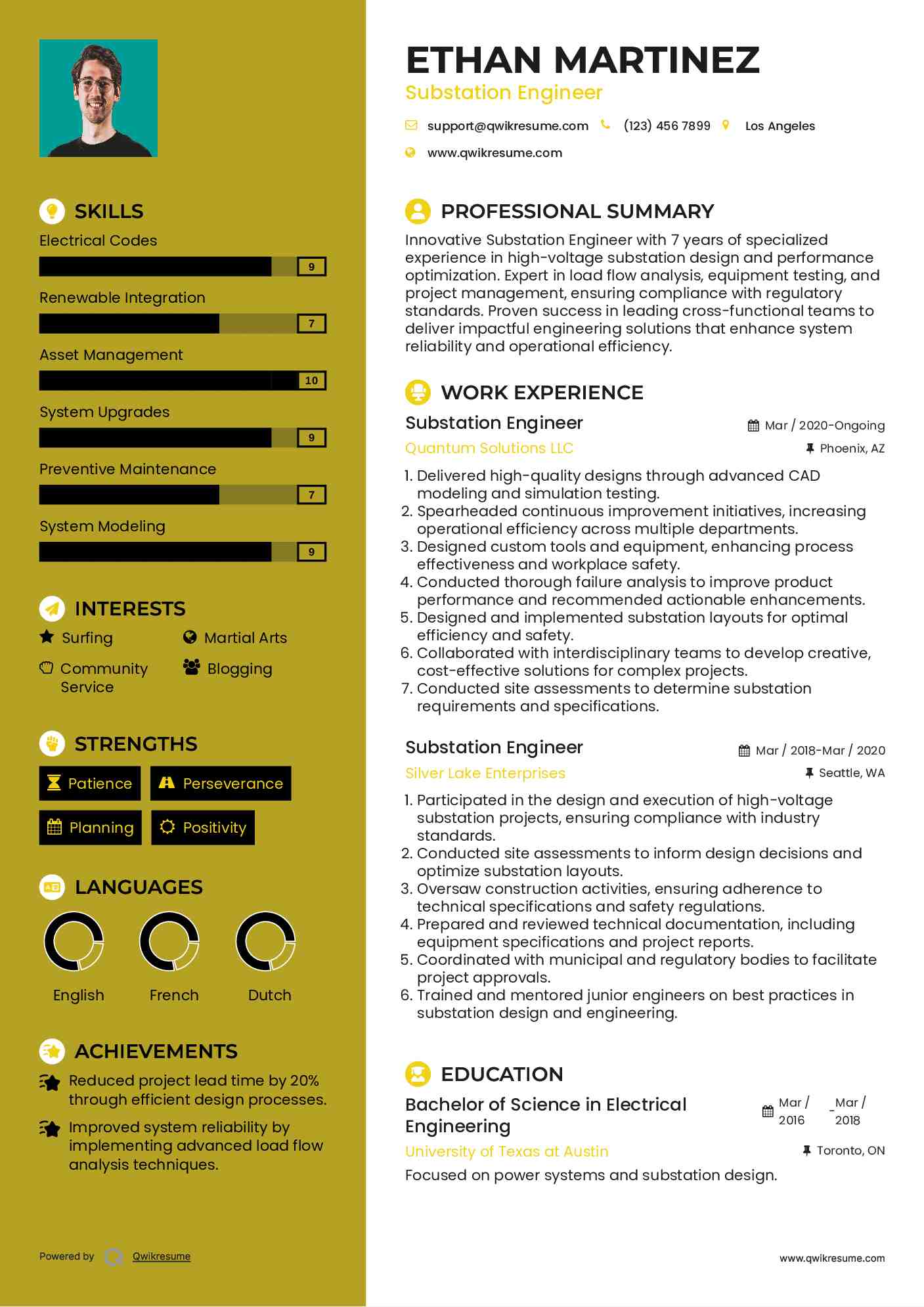 Substation Engineer Resume Template