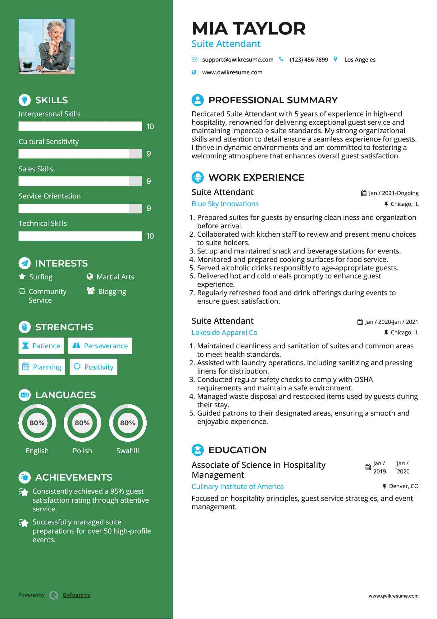 Suite Attendant Resume Samples QwikResume