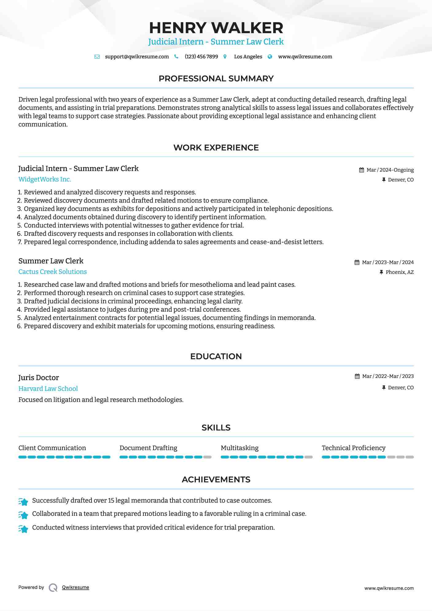 10 Summer Law Clerk Resume Samples - Summer Law Clerk 1600145085 Pdf
